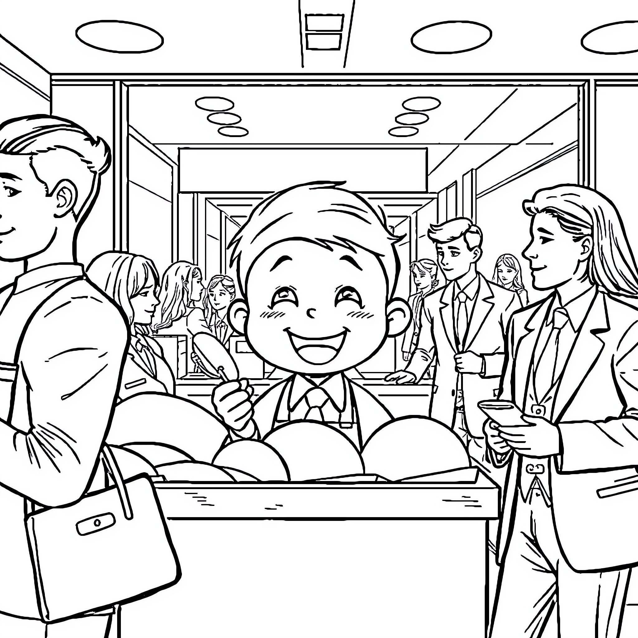Sinchan's Cheerful School Day Coloring Page (free black-and-white line drawing printable PDF for all, from beginners to advanced learners, including children, teens, adults, and seniors)