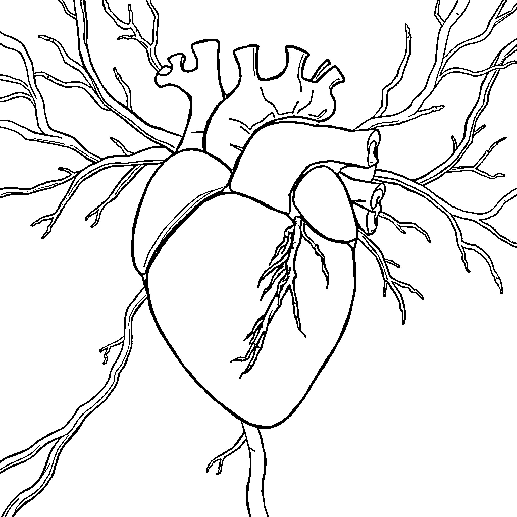 Heart of Nature Coloring Page (free black-and-white line drawing printable PDF for all, from beginners to advanced learners, including children, teens, adults, and seniors)