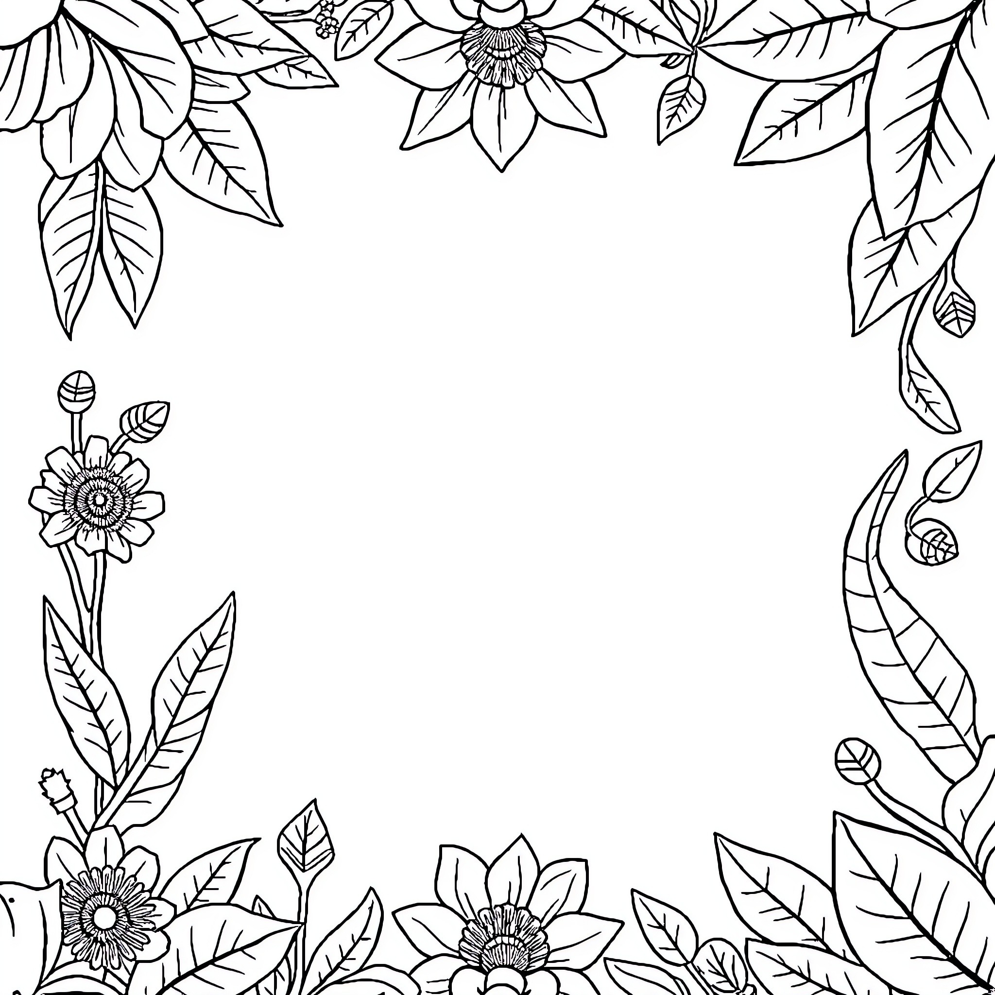 Cover of Floral Outline Frame Coloring Page (free black-and-white line drawing printable PDF for all, from beginners to advanced learners, including children, teens, adults, and seniors)