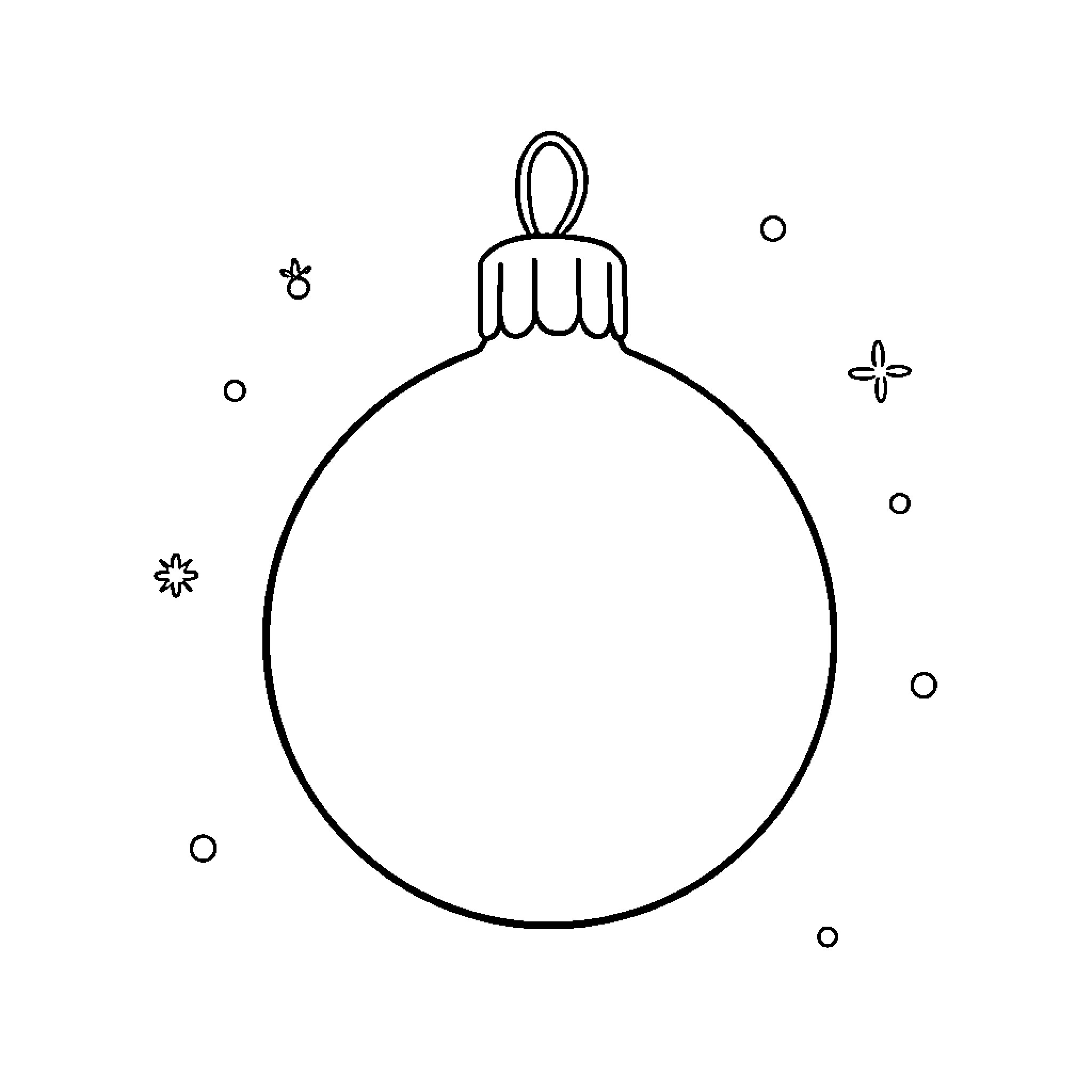 Christmas Ornament Outlined in Simple Design Coloring Page (free black-and-white line drawing printable PDF for all, from beginners to advanced learners, including children, teens, adults, and seniors)