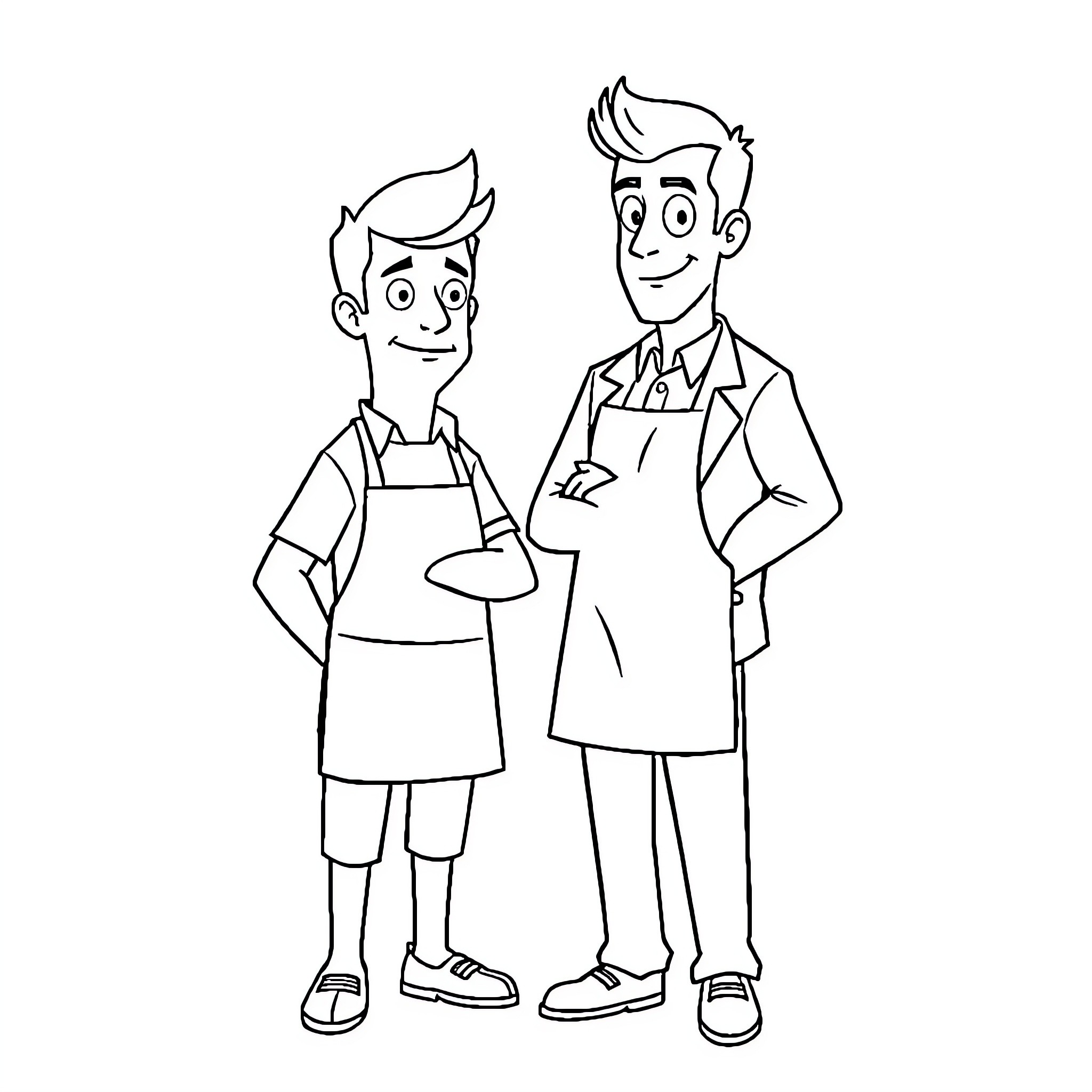 Sterling Archer working with an associate in a professional setting Coloring Page (free black-and-white line drawing printable PDF for all, from beginners to advanced learners, including children, teens, adults, and seniors)