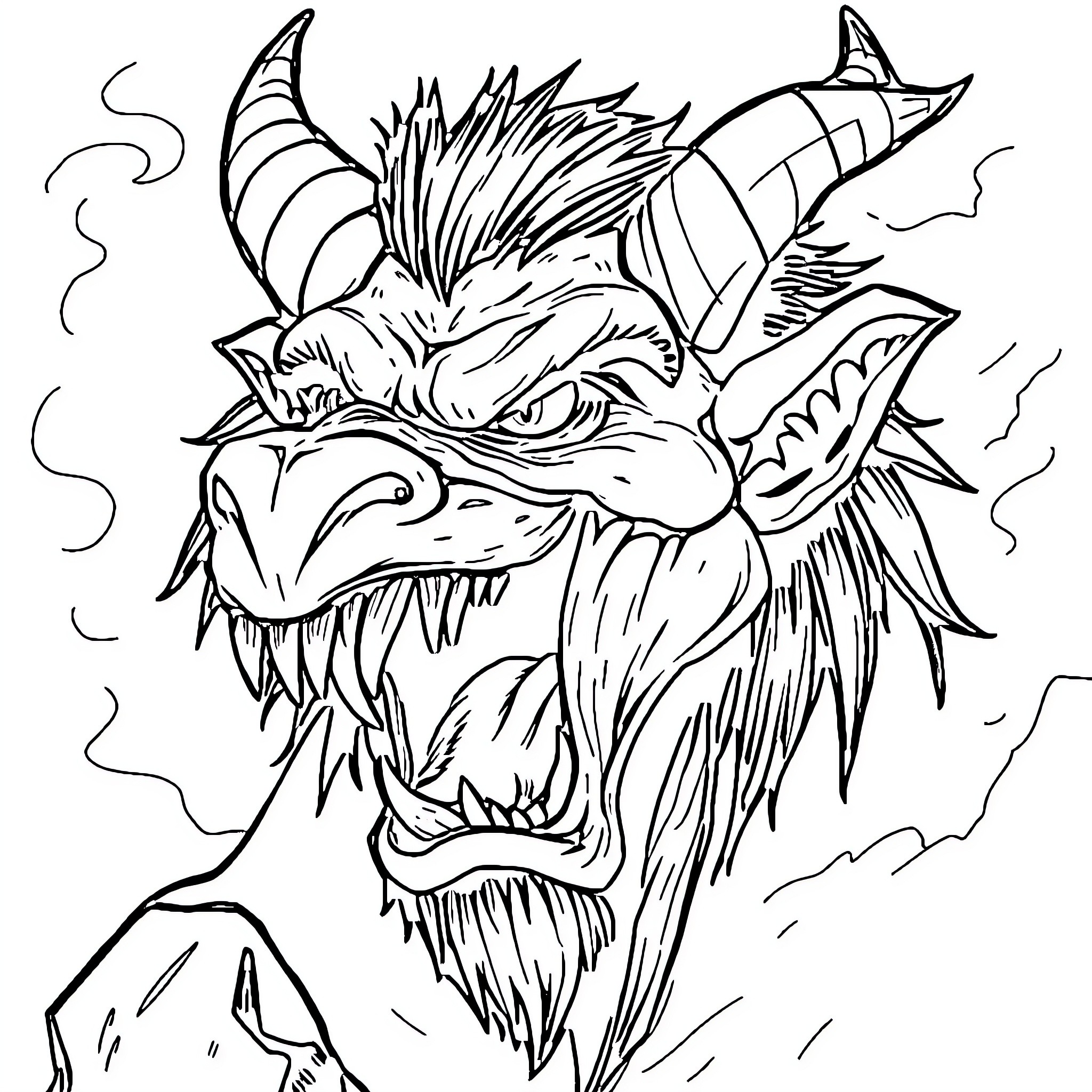 Taz's Fierce Appearance Coloring Page (free black-and-white line drawing printable PDF for all, from beginners to advanced learners, including children, teens, adults, and seniors)
