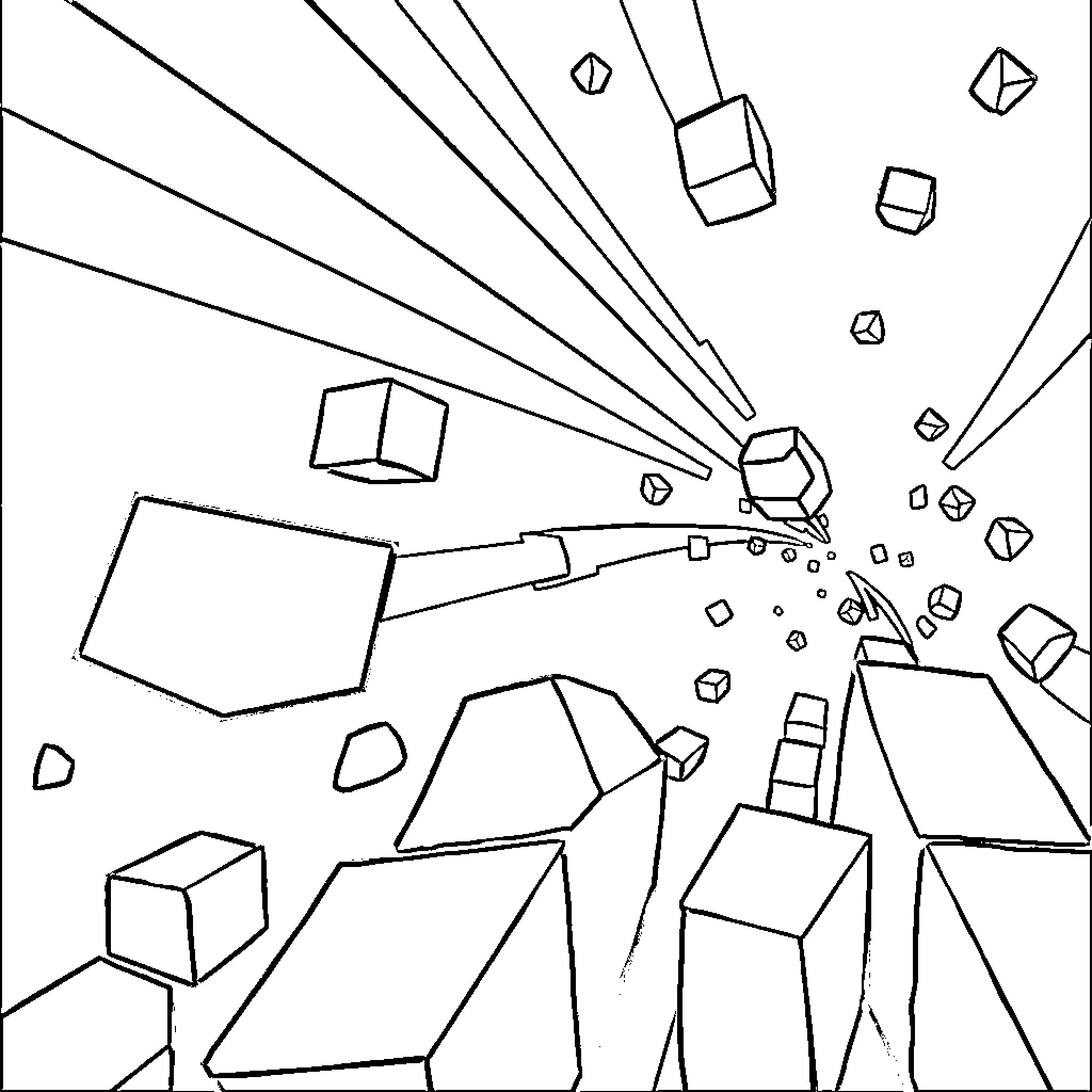 Geometry Dash: Shapes in Motion Coloring Page (free black-and-white line drawing printable PDF for all, from beginners to advanced learners, including children, teens, adults, and seniors)