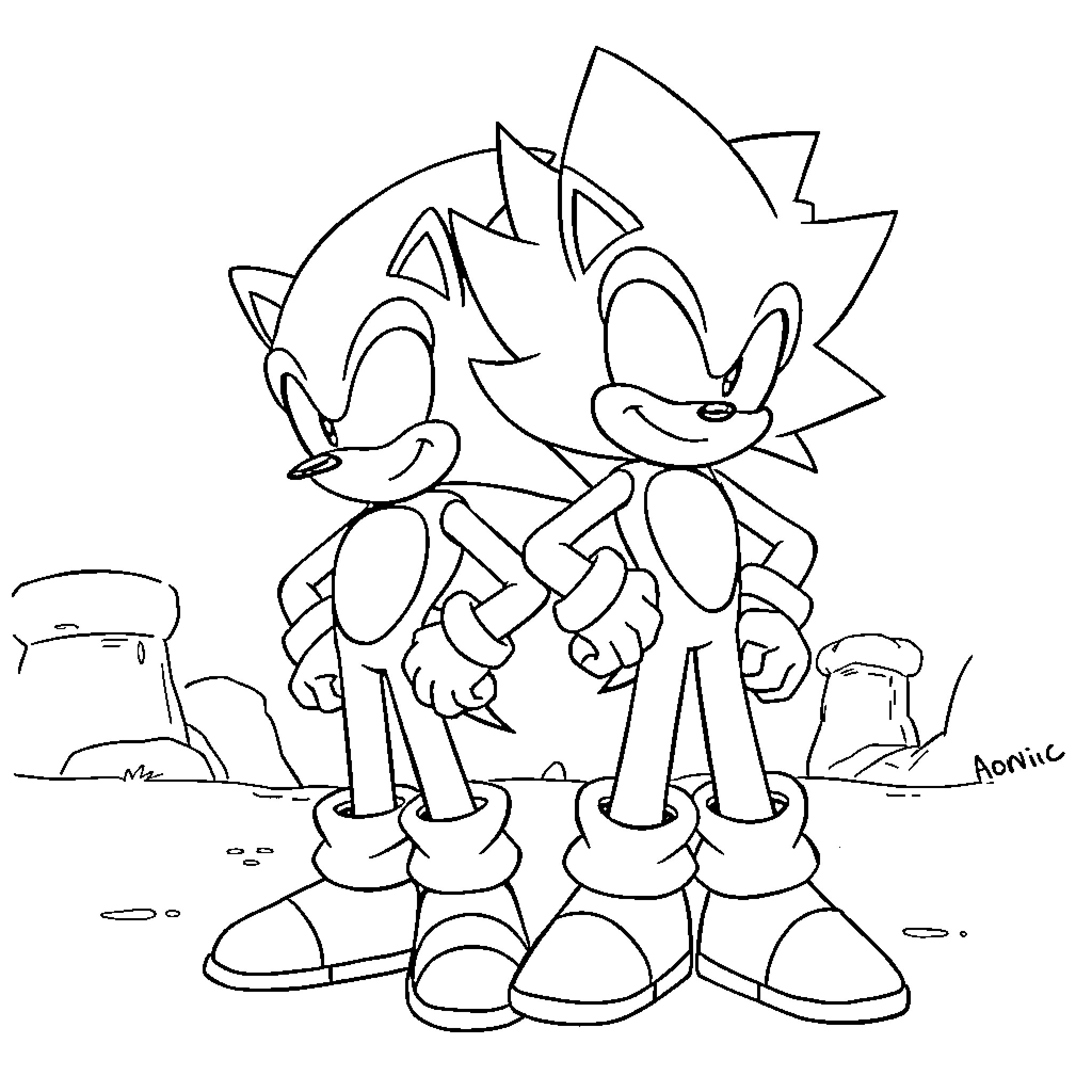 Vegeta standing confidently alongside a friendly hedgehog character Coloring Page (free black-and-white line drawing printable PDF for all, from beginners to advanced learners, including children, teens, adults, and seniors)
