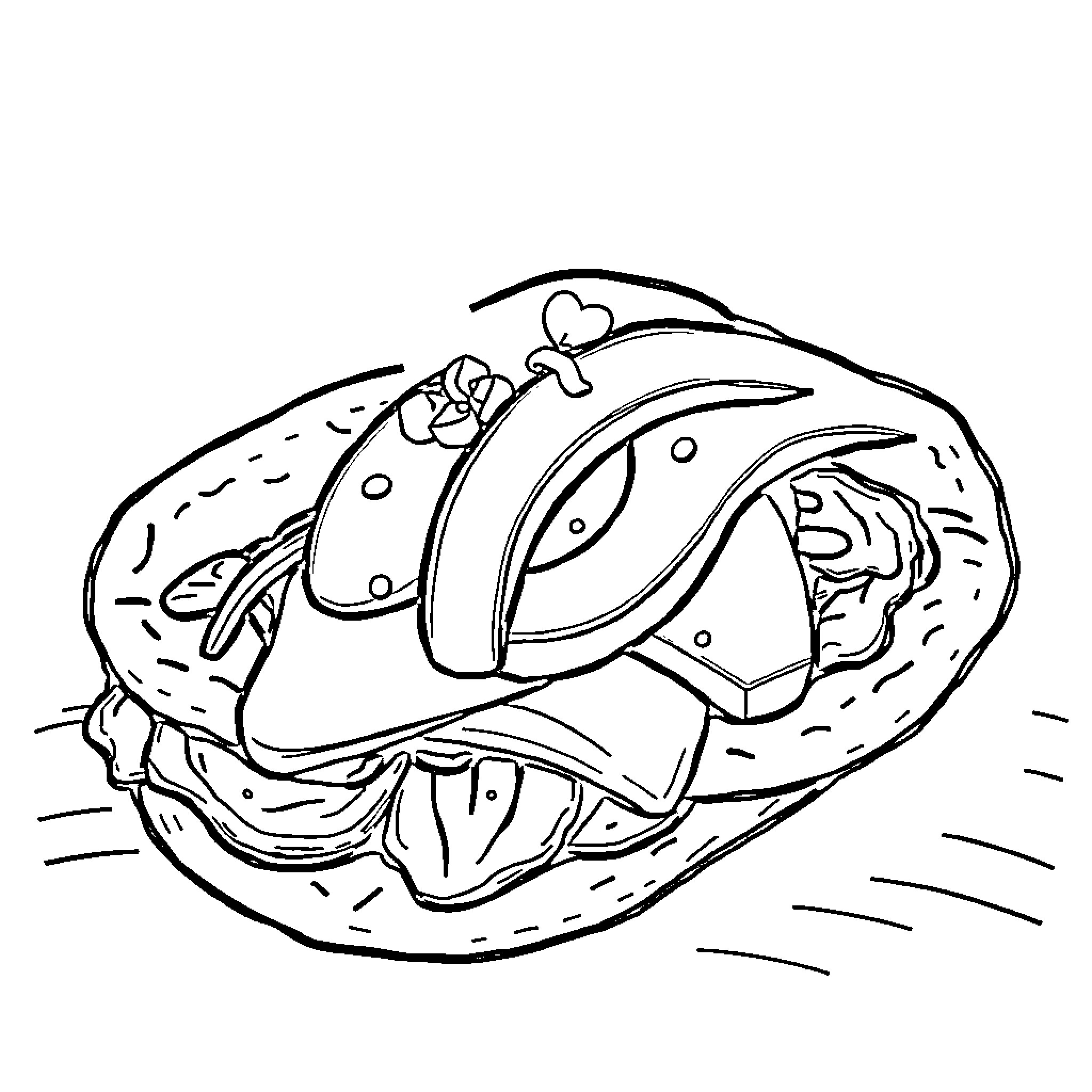 Arepa with Intricate Patterns and Decorations Coloring Page (free black-and-white line drawing printable PDF for all, from beginners to advanced learners, including children, teens, adults, and seniors)