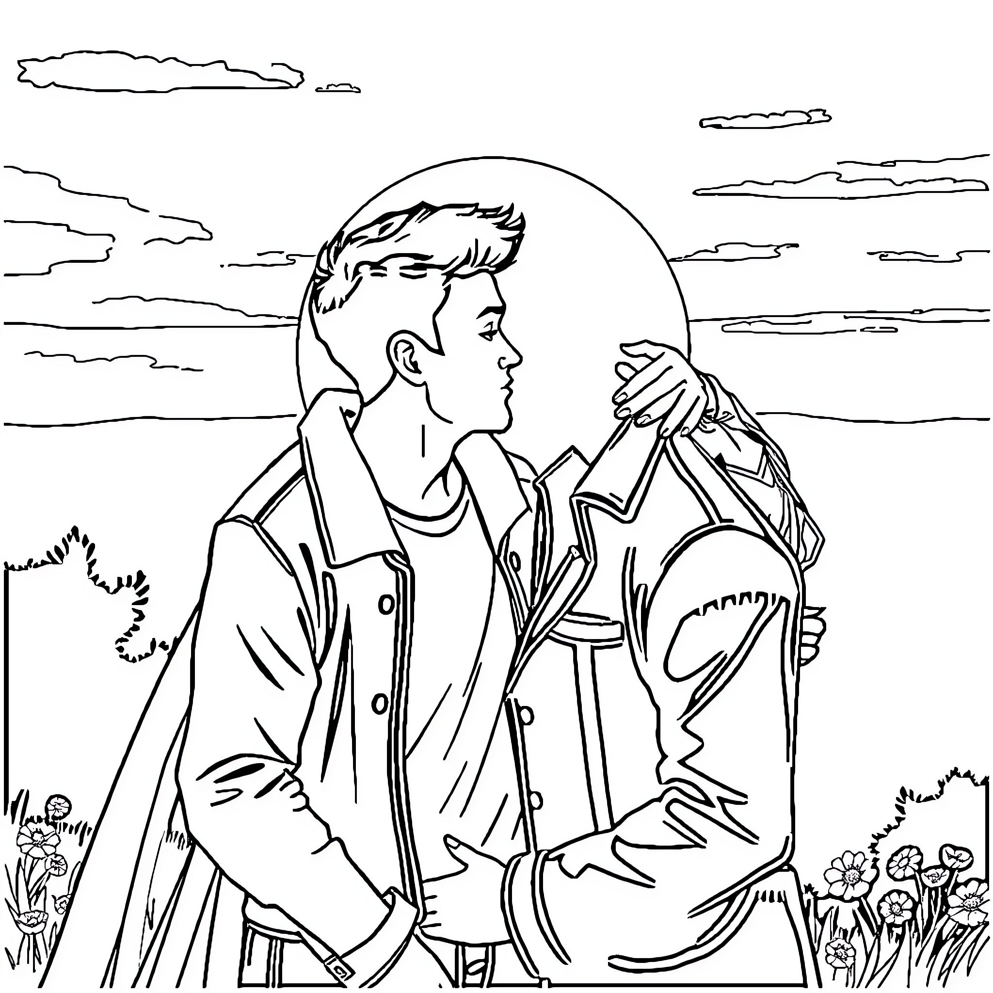 Gideon Bijloo in scenic outdoor setting Coloring Page (free black-and-white line drawing printable PDF for all, from beginners to advanced learners, including children, teens, adults, and seniors)