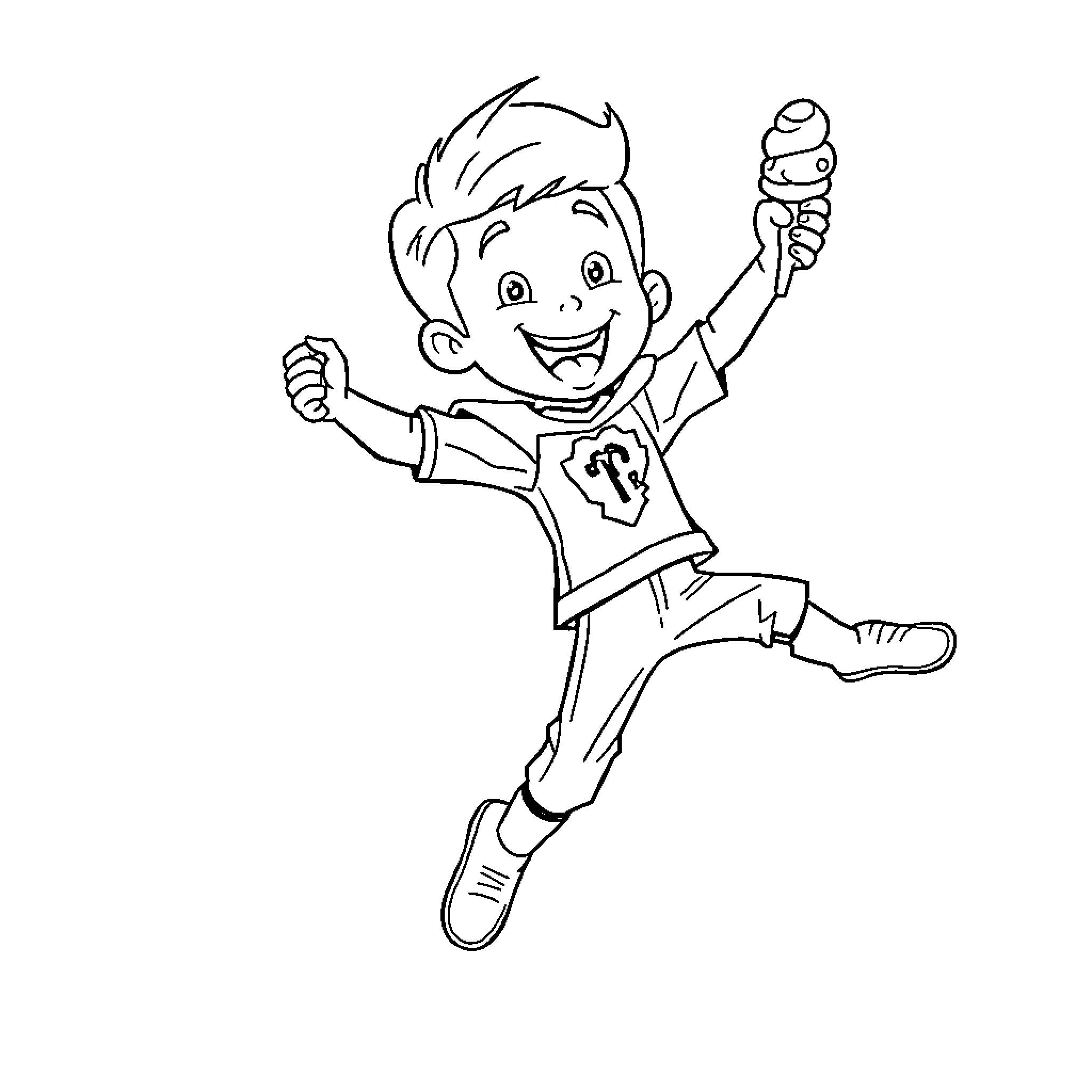 Henry enjoying an ice cream treat happily Coloring Page (free black-and-white line drawing printable PDF for all, from beginners to advanced learners, including children, teens, adults, and seniors)