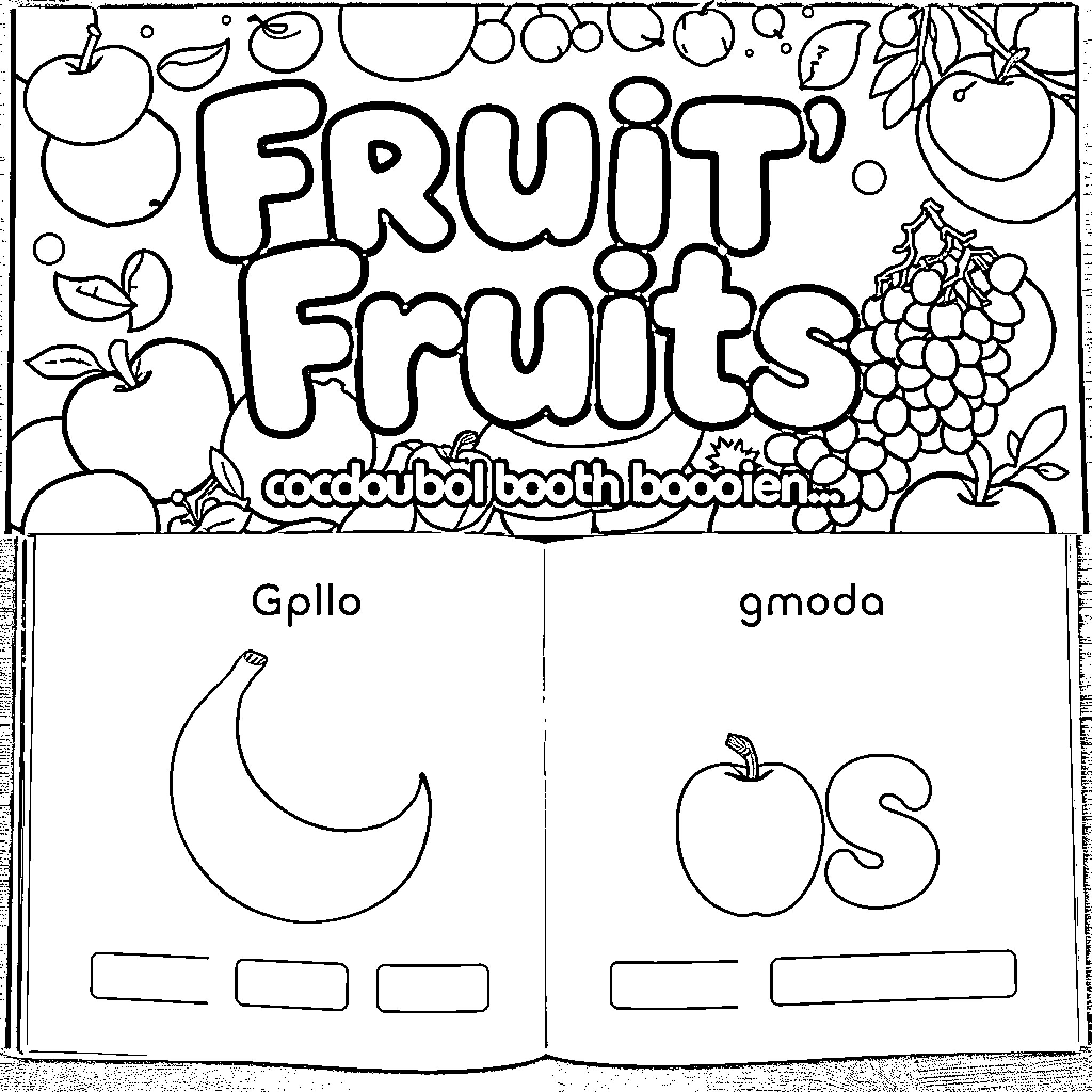 Fruit Coloring Page with Fruit Varieties Coloring Page (free black-and-white line drawing printable PDF for all, from beginners to advanced learners, including children, teens, adults, and seniors)