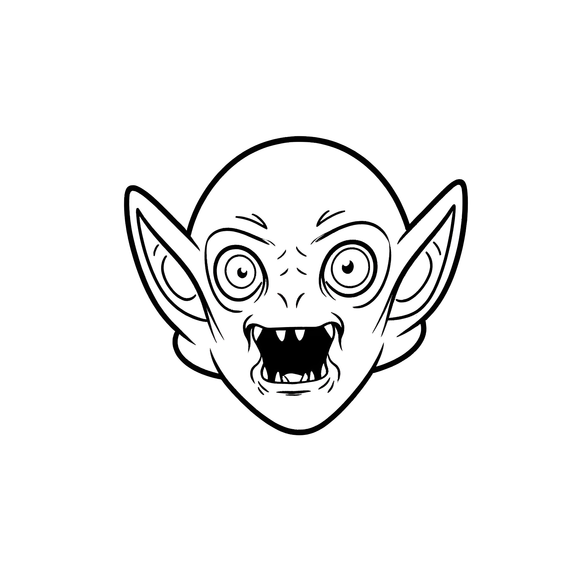 Alien Monster with Frightening Expression Coloring Page (free black-and-white line drawing printable PDF for all, from beginners to advanced learners, including children, teens, adults, and seniors)