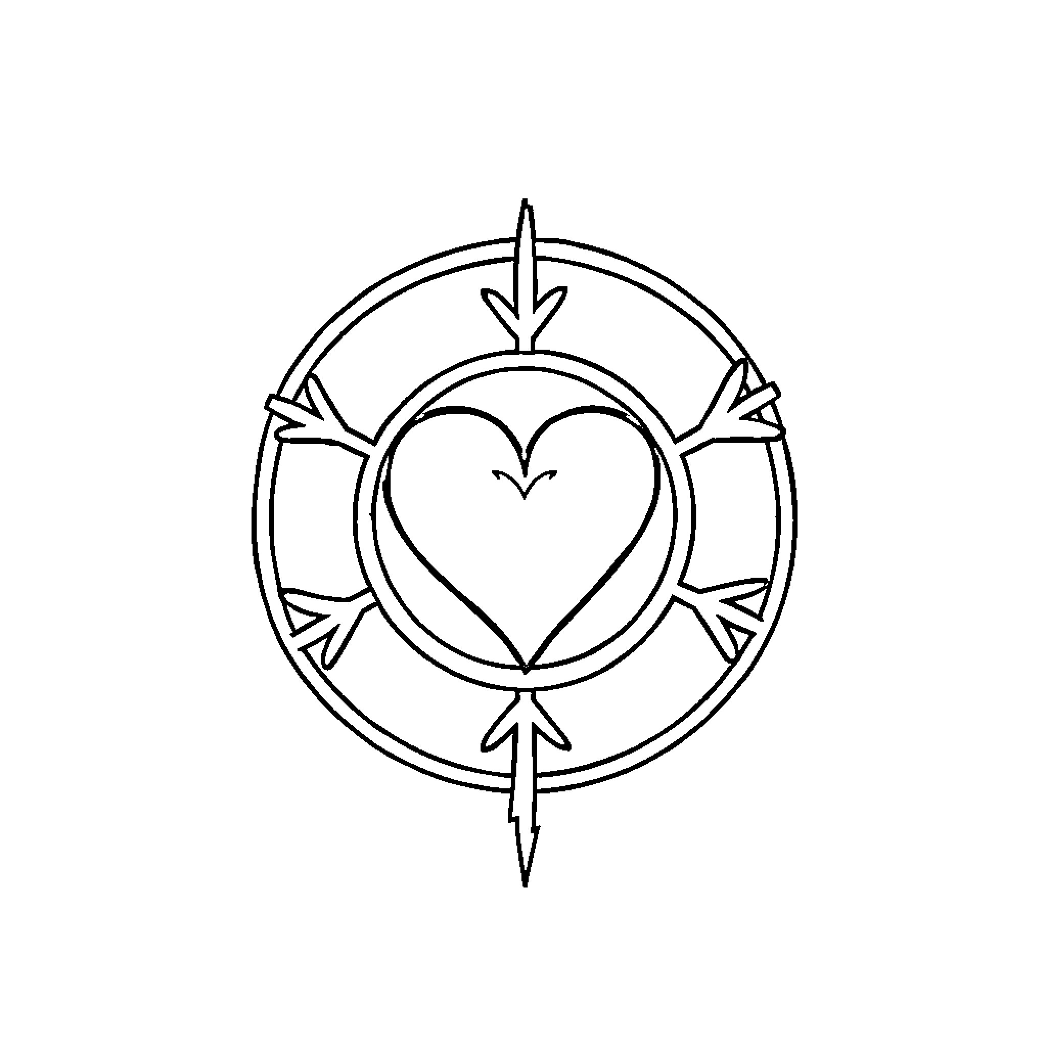 Blink 182 Hearts and Arrows Symbol Coloring Page (free black-and-white line drawing printable PDF for all, from beginners to advanced learners, including children, teens, adults, and seniors)