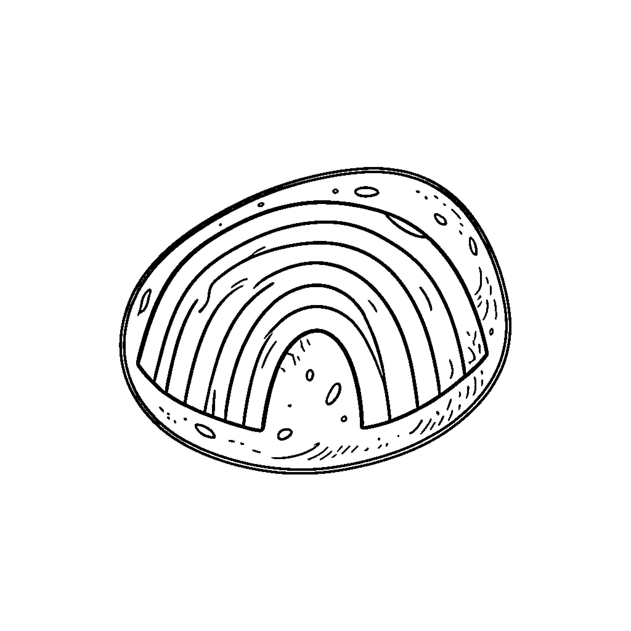 Pebble with a striped pattern Coloring Page (free black-and-white line drawing printable PDF for all, from beginners to advanced learners, including children, teens, adults, and seniors)