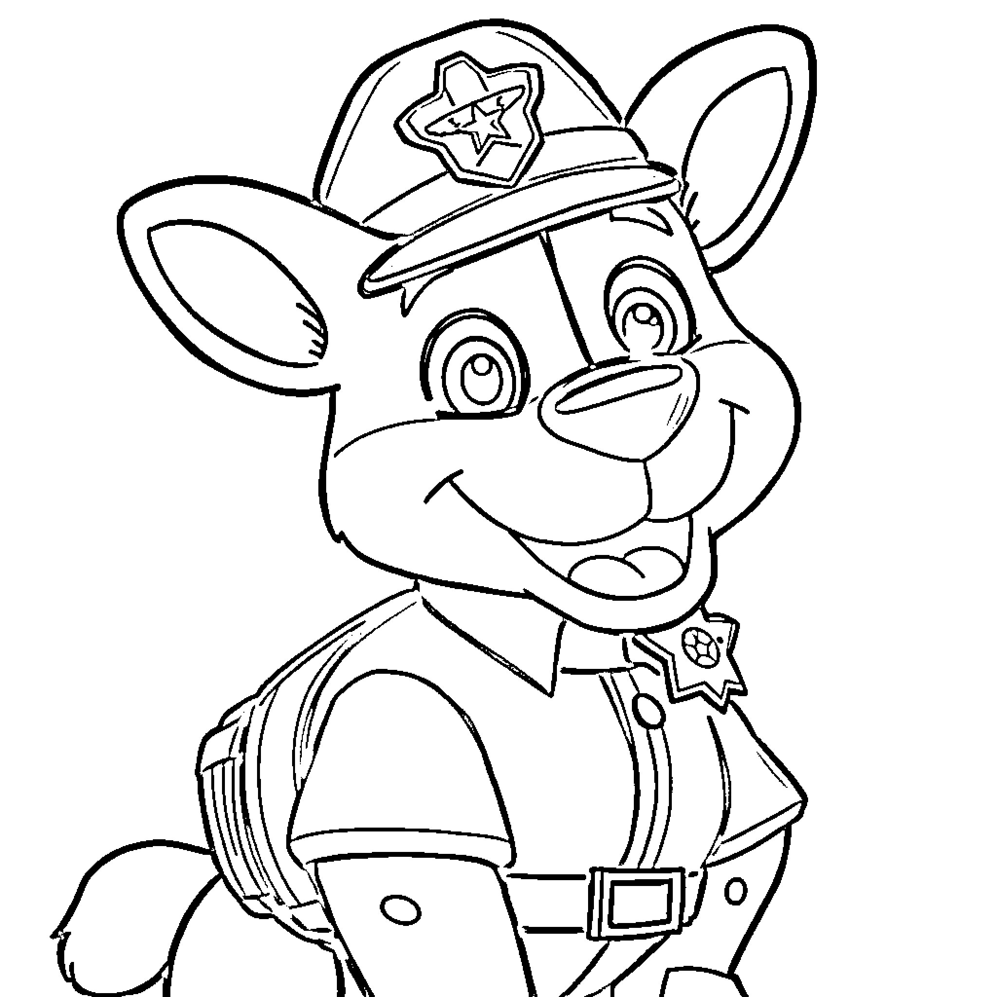 Tennessee Sheriff Pup in Uniform Coloring Page Coloring Page (free black-and-white line drawing printable PDF for all, from beginners to advanced learners, including children, teens, adults, and seniors)