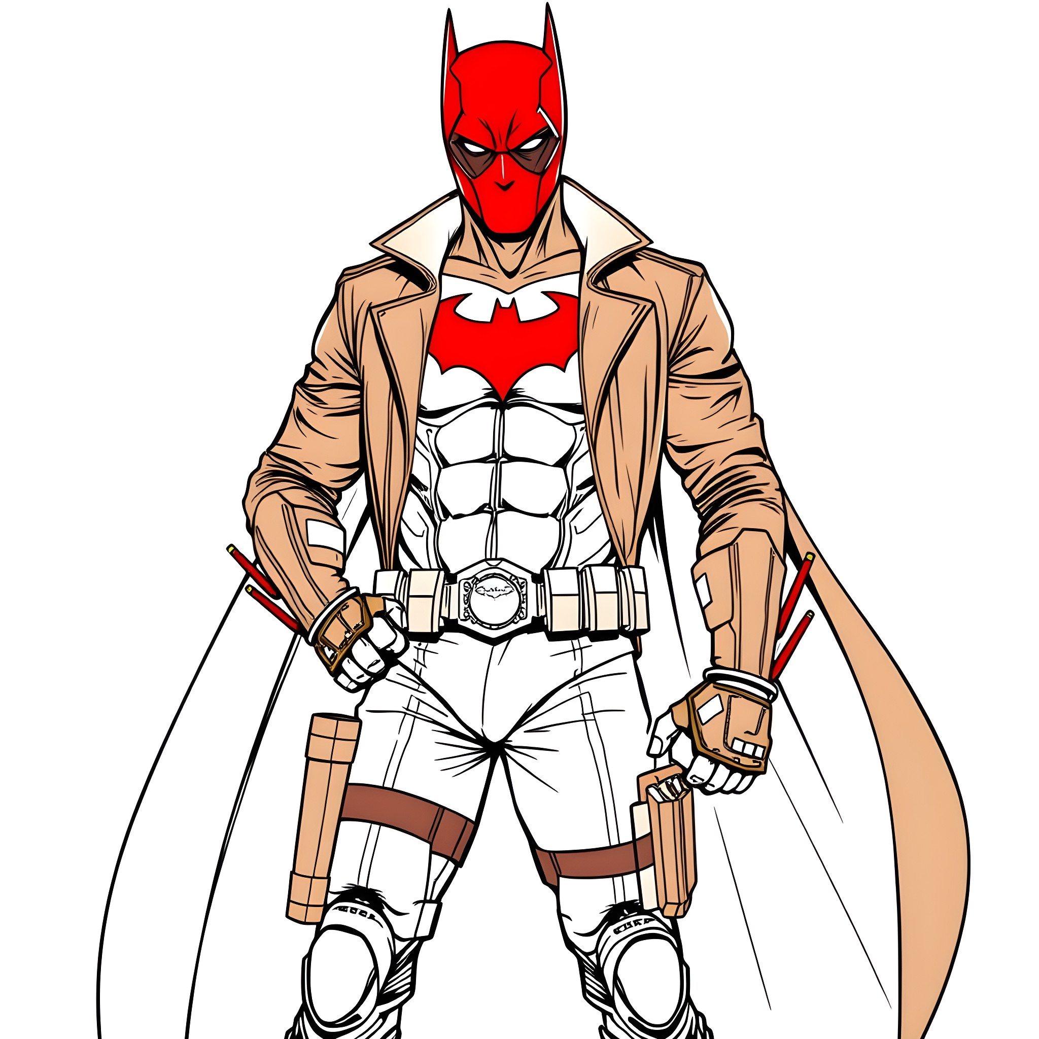 Red Hood taking action in stylish outfit Coloring Page (free black-and-white line drawing printable PDF for all, from beginners to advanced learners, including children, teens, adults, and seniors)