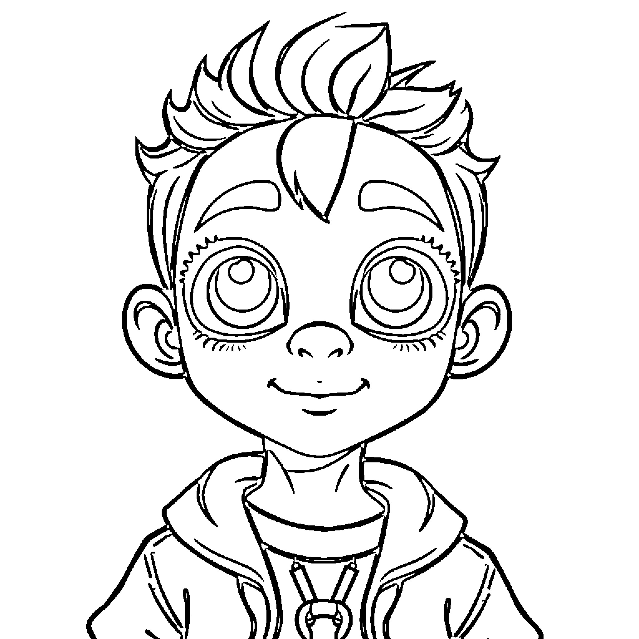 Avatar of a cheerful young person Coloring Page (free black-and-white line drawing printable PDF for all, from beginners to advanced learners, including children, teens, adults, and seniors)
