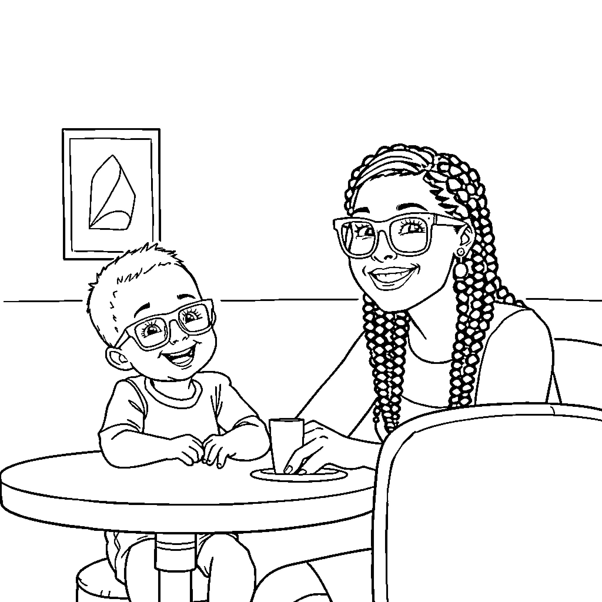 Amon Ra St. Brown Smiling and Conversing with Friend Coloring Page (free black-and-white line drawing printable PDF for all, from beginners to advanced learners, including children, teens, adults, and seniors)