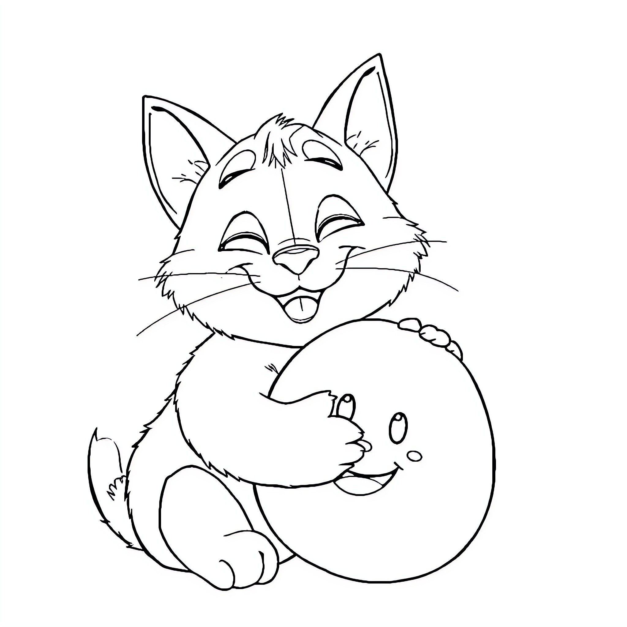 Talking Tom Cuddles Playful Kitten Coloring Page (free black-and-white line drawing printable PDF for all, from beginners to advanced learners, including children, teens, adults, and seniors)