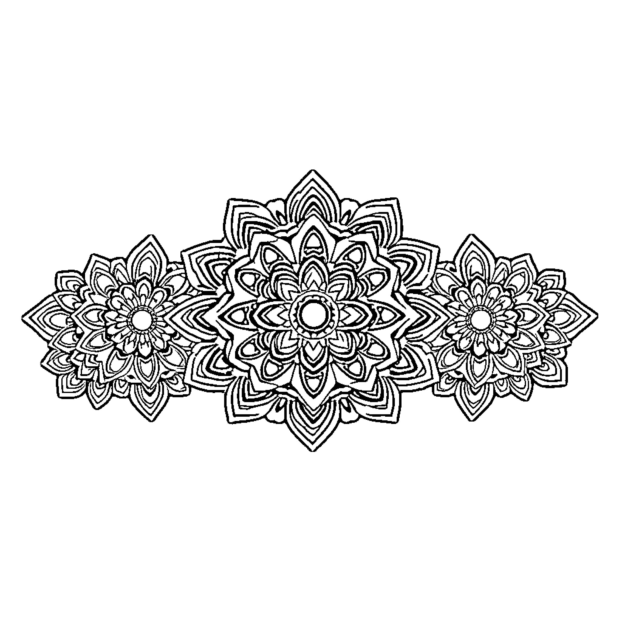 Mandalas of Ornate Floral Designs Coloring Page (free black-and-white line drawing printable PDF for all, from beginners to advanced learners, including children, teens, adults, and seniors)