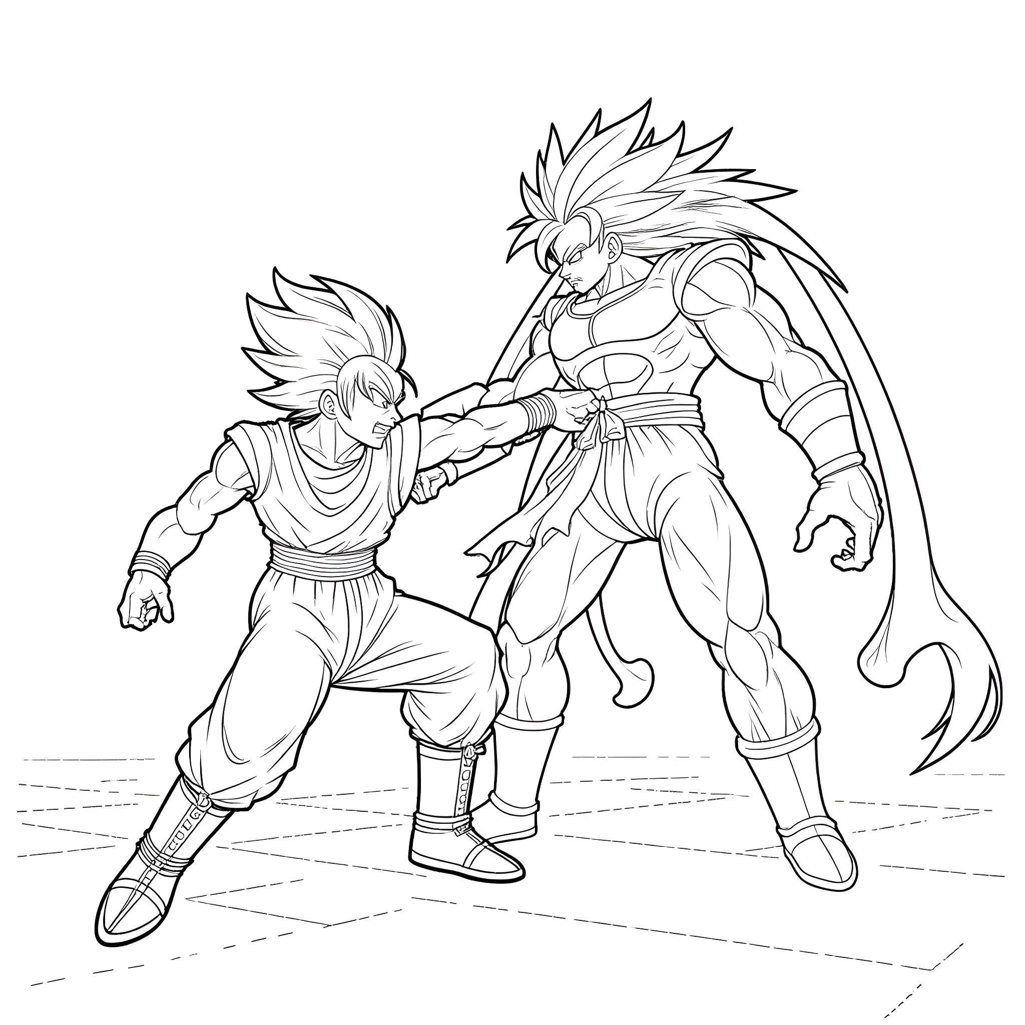 Obelisk warriors in fierce combat Coloring Page (free black-and-white line drawing printable PDF for all, from beginners to advanced learners, including children, teens, adults, and seniors)