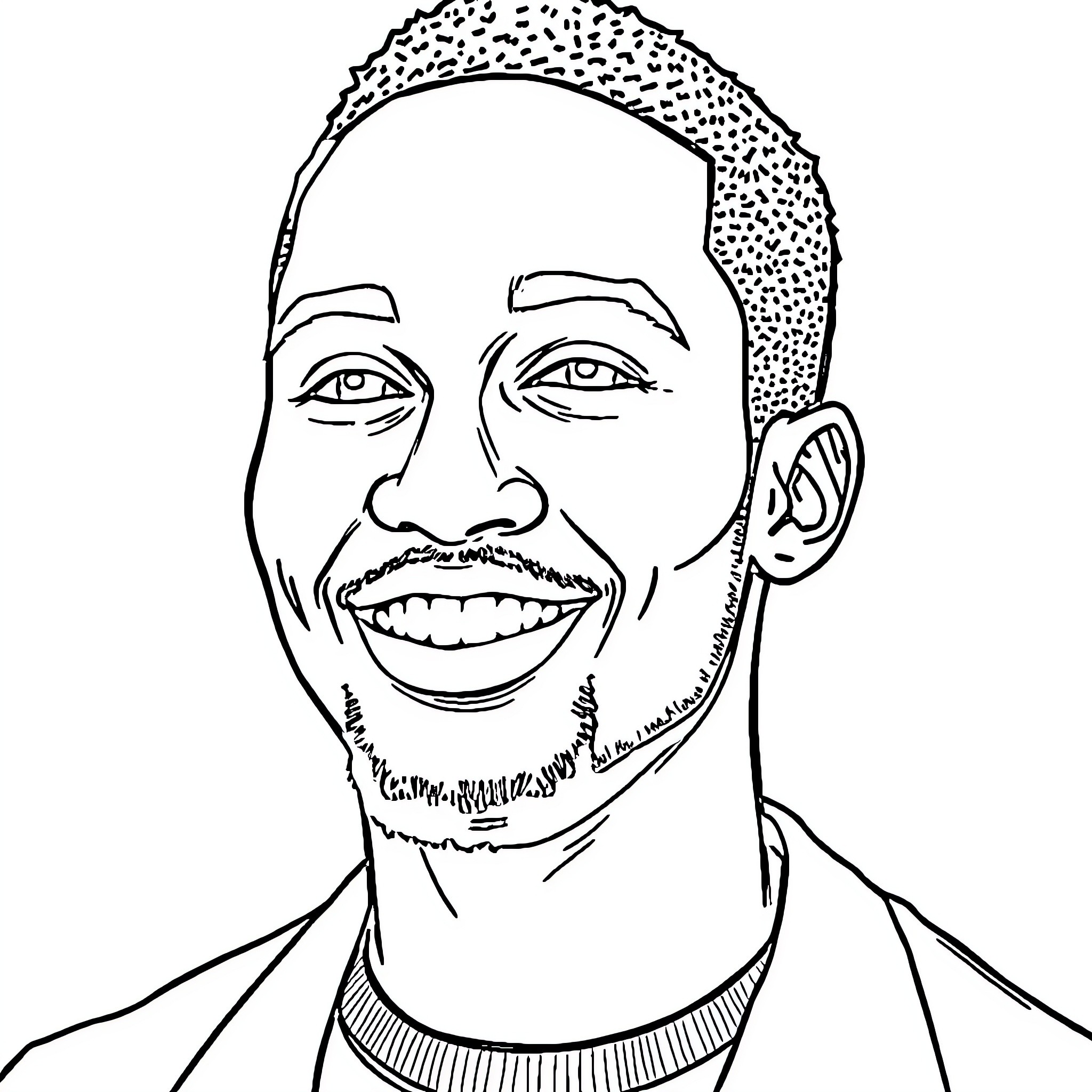 Man with a happy and cheerful expression Coloring Page (free black-and-white line drawing printable PDF for all, from beginners to advanced learners, including children, teens, adults, and seniors)