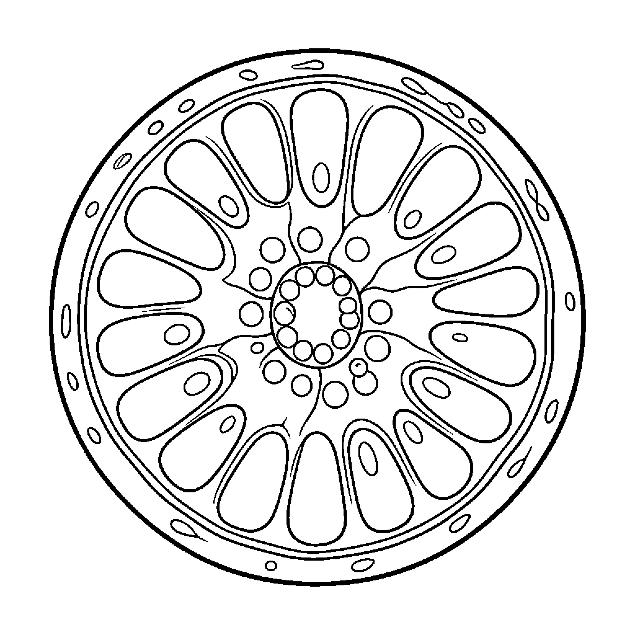 Plant Cell Mandala Illustration Coloring Page (free black-and-white line drawing printable PDF for all, from beginners to advanced learners, including children, teens, adults, and seniors)