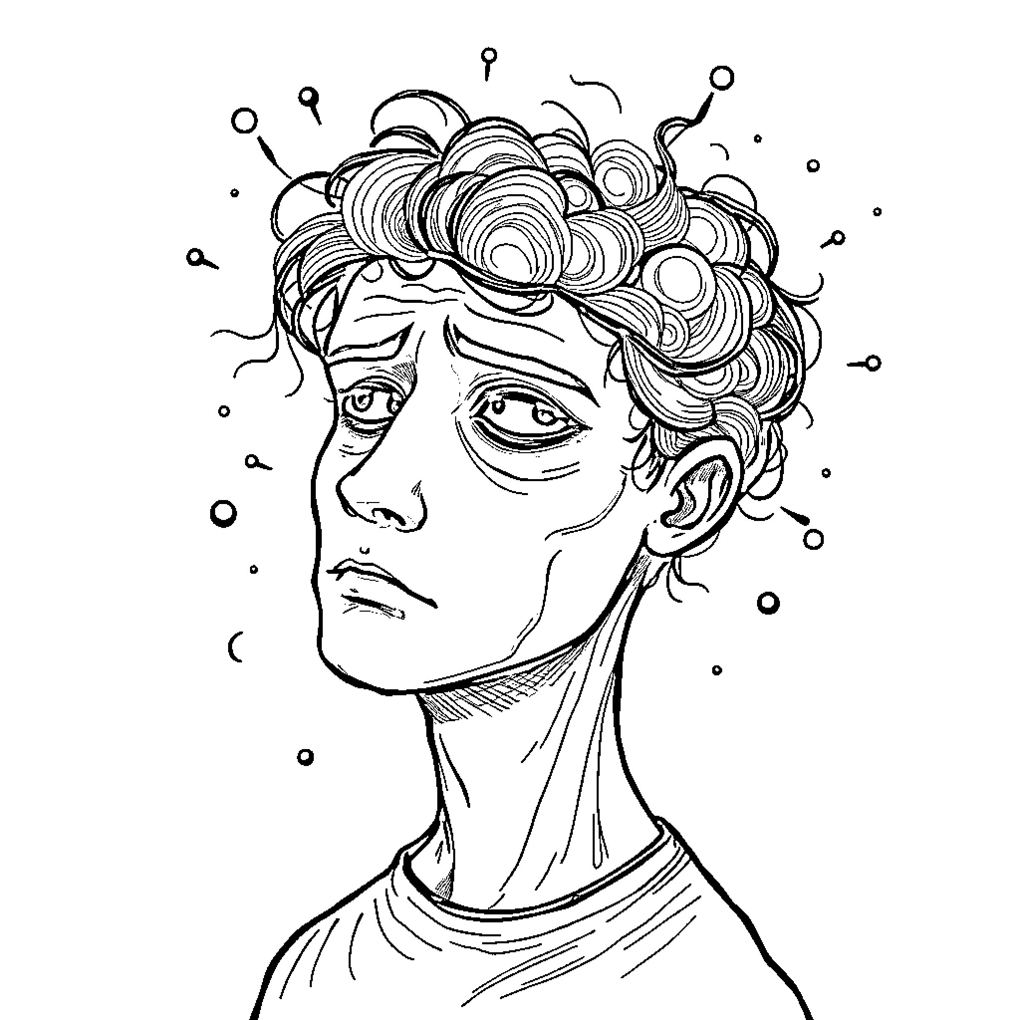 Brain with Intricate Emotions and Expressions Coloring Page (free black-and-white line drawing printable PDF for all, from beginners to advanced learners, including children, teens, adults, and seniors)
