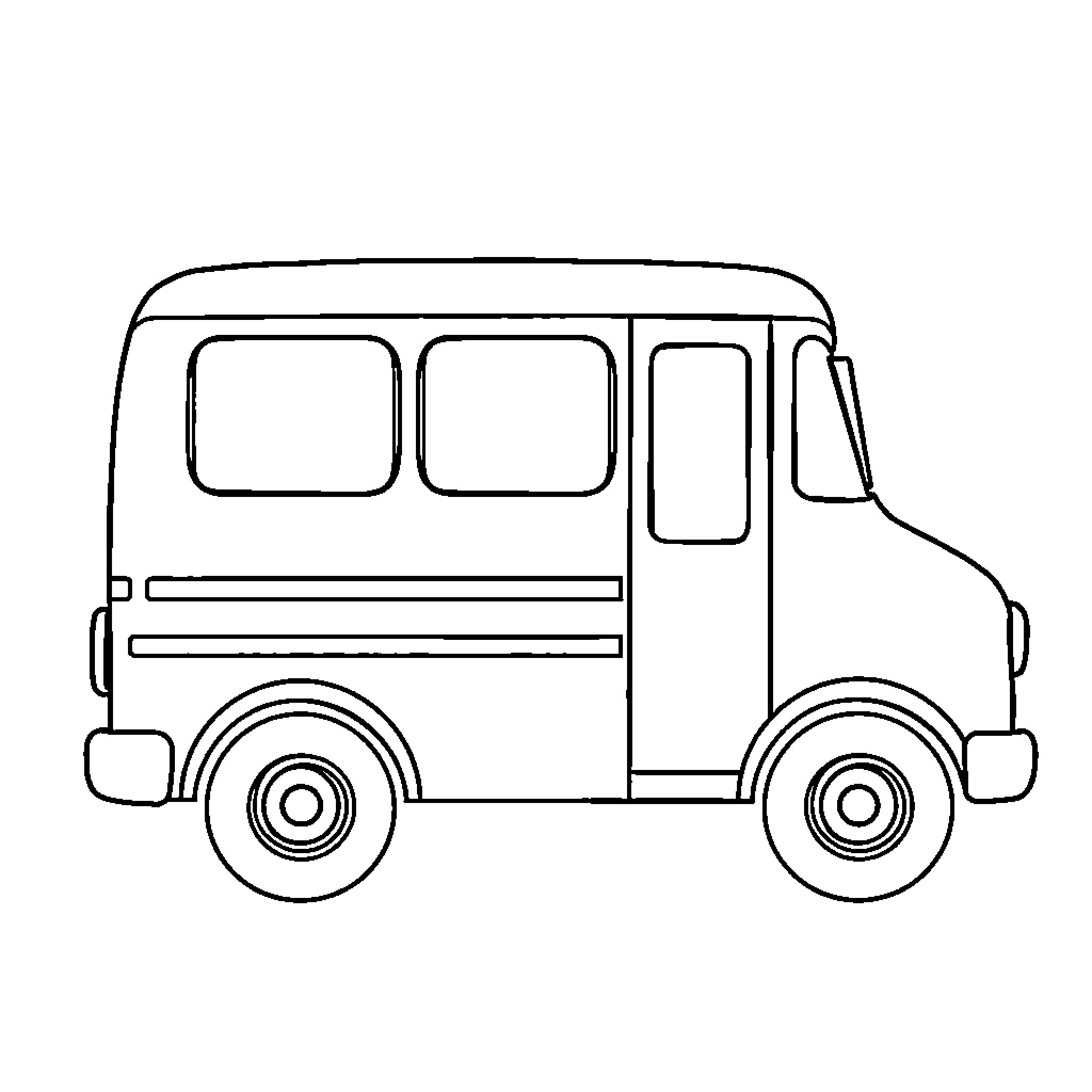 Bus Traveling on the Road Coloring Page (free black-and-white line drawing printable PDF for all, from beginners to advanced learners, including children, teens, adults, and seniors)
