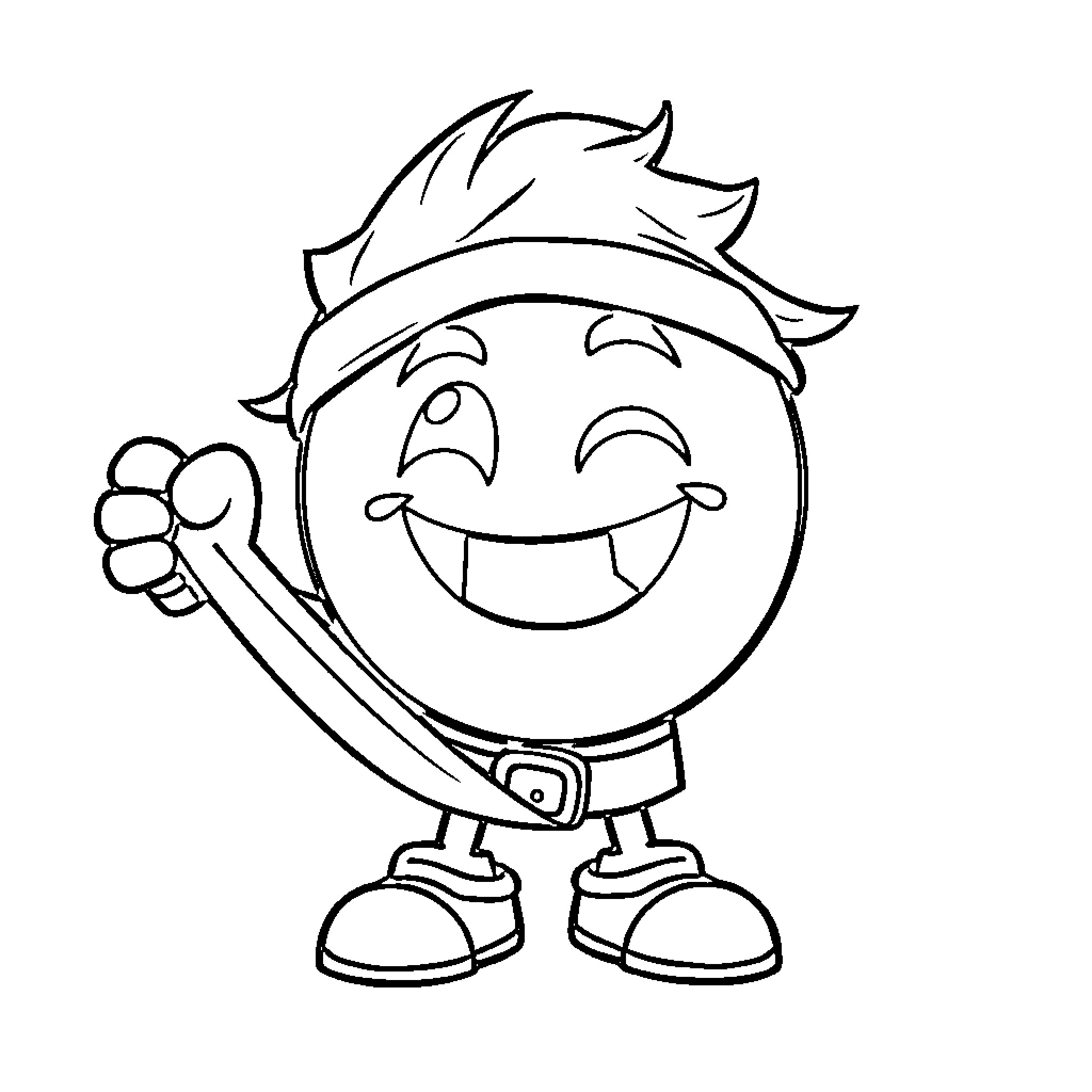 Emoji Boy with Eager Expression and Raised Fist Coloring Page (free black-and-white line drawing printable PDF for all, from beginners to advanced learners, including children, teens, adults, and seniors)