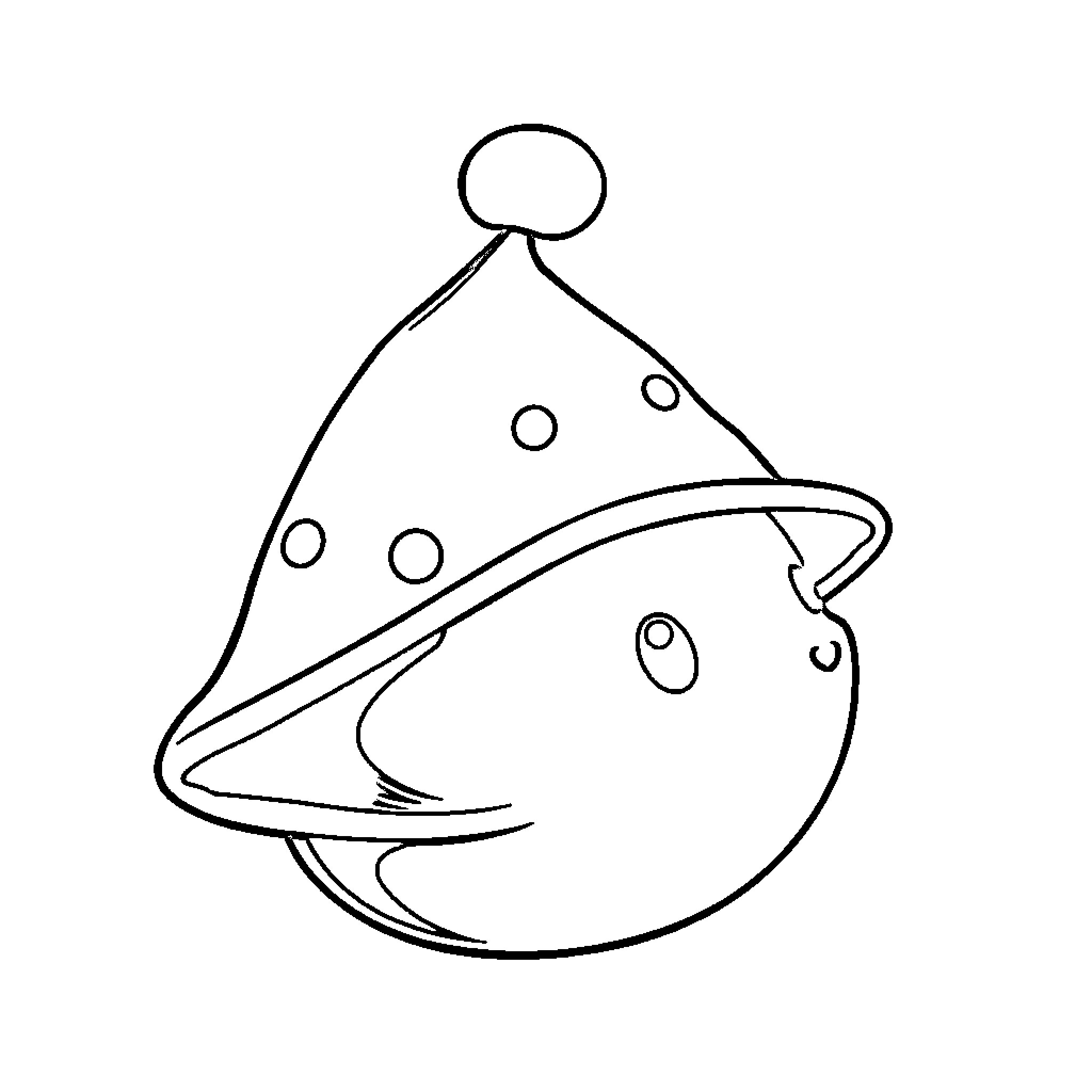 Abajita fish wearing a spotted party hat Coloring Page (free black-and-white line drawing printable PDF for all, from beginners to advanced learners, including children, teens, adults, and seniors)