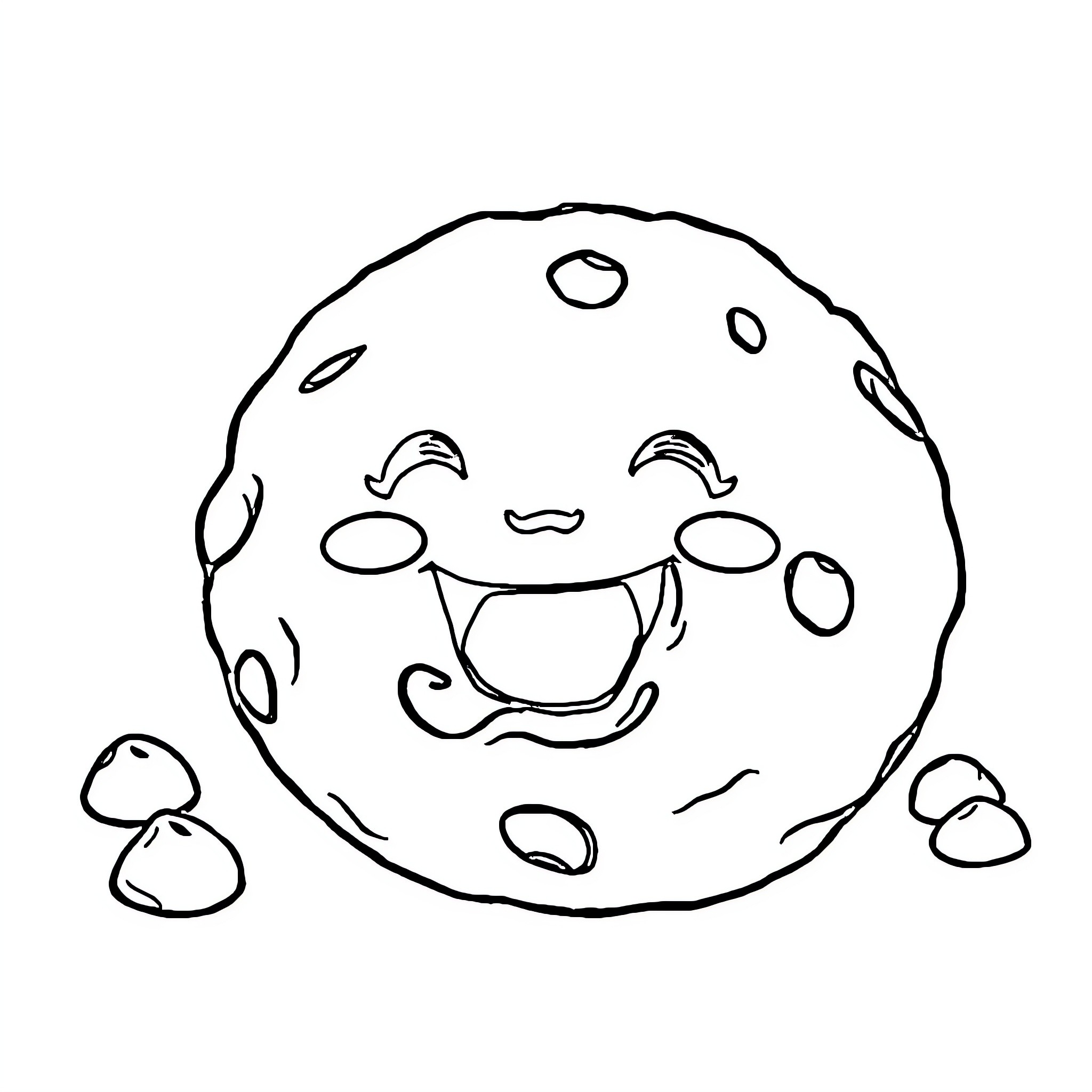 Cookie character with a happy expression Coloring Page (free black-and-white line drawing printable PDF for all, from beginners to advanced learners, including children, teens, adults, and seniors)
