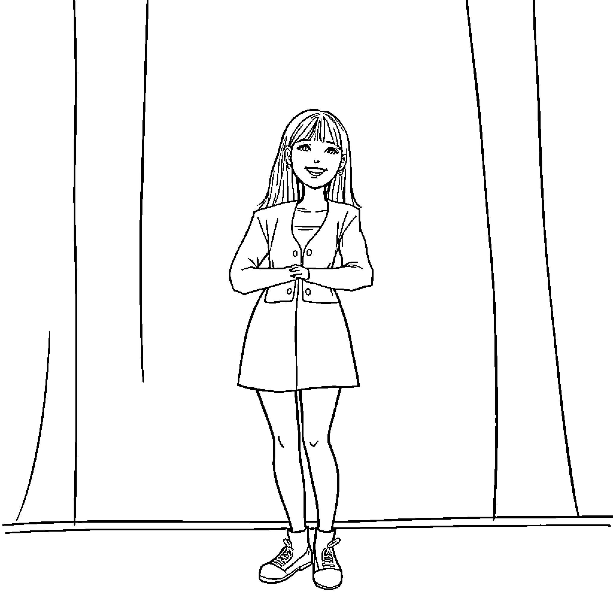 Cha Eun Woo in a casual outfit posing with a friendly expression Coloring Page (free black-and-white line drawing printable PDF for all, from beginners to advanced learners, including children, teens, adults, and seniors)