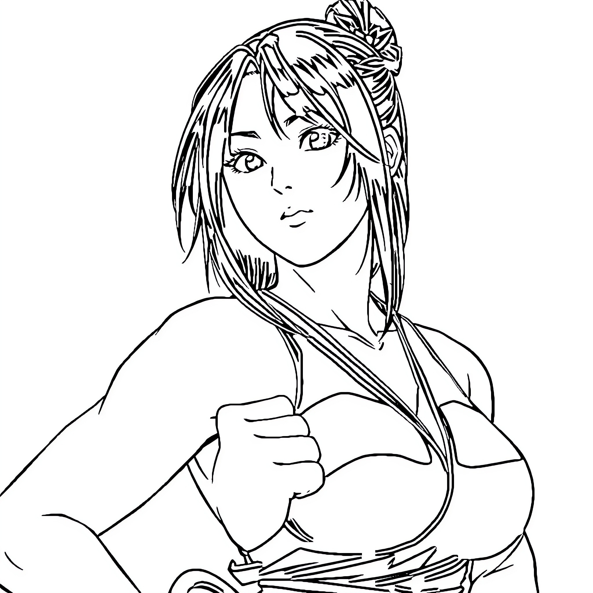 Hinata's Determined Expression Coloring Page (free black-and-white line drawing printable PDF for all, from beginners to advanced learners, including children, teens, adults, and seniors)