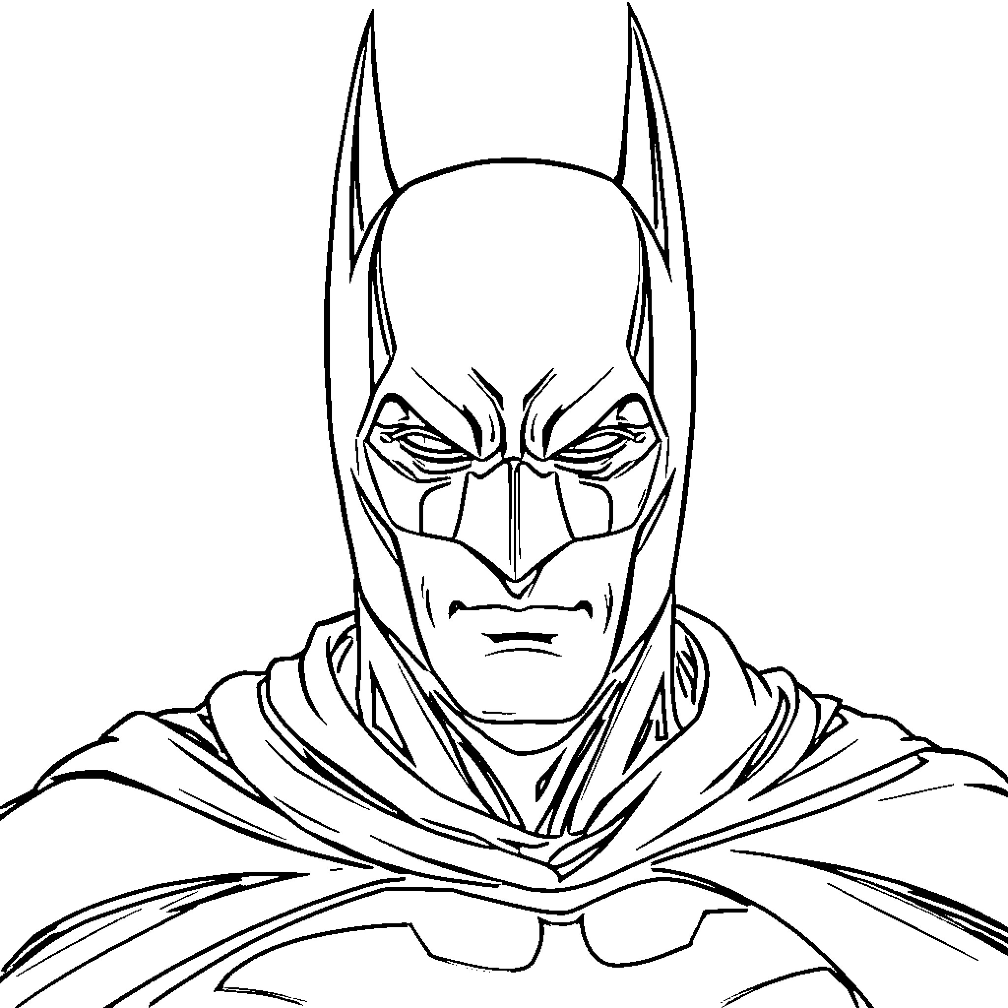 Unicorn Batman ready for action Coloring Page (free black-and-white line drawing printable PDF for all, from beginners to advanced learners, including children, teens, adults, and seniors)