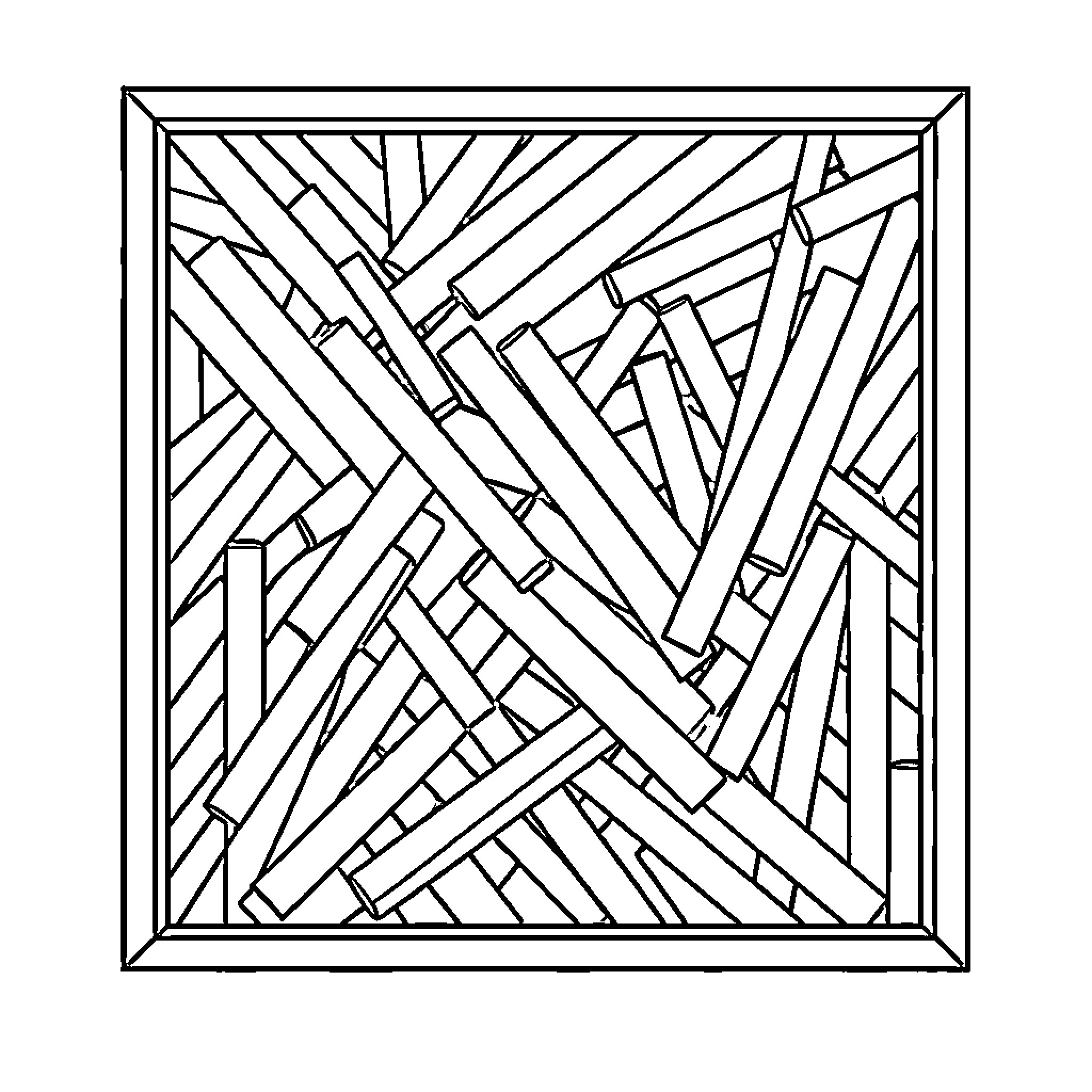 Mosaic of abstract angular shapes Coloring Page (free black-and-white line drawing printable PDF for all, from beginners to advanced learners, including children, teens, adults, and seniors)
