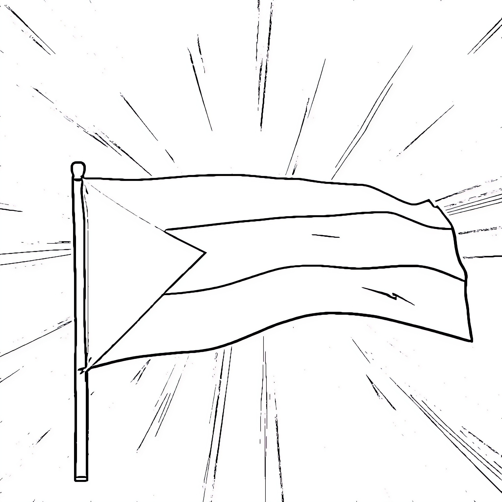 Palestinian Flag Waving Proudly in the Wind Coloring Page (free black-and-white line drawing printable PDF for all, from beginners to advanced learners, including children, teens, adults, and seniors)