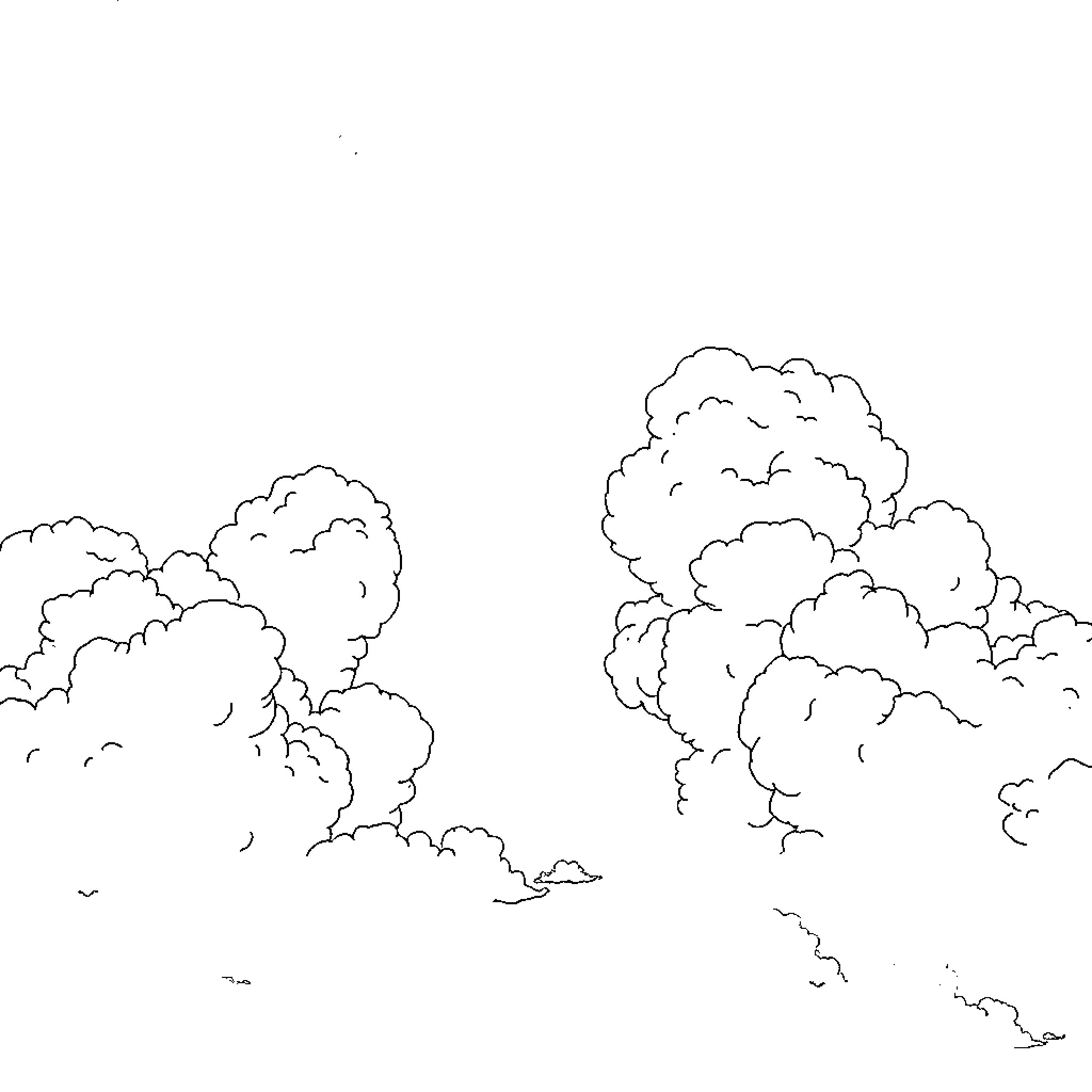 Weather clouds floating in the sky Coloring Page (free black-and-white line drawing printable PDF for all, from beginners to advanced learners, including children, teens, adults, and seniors)
