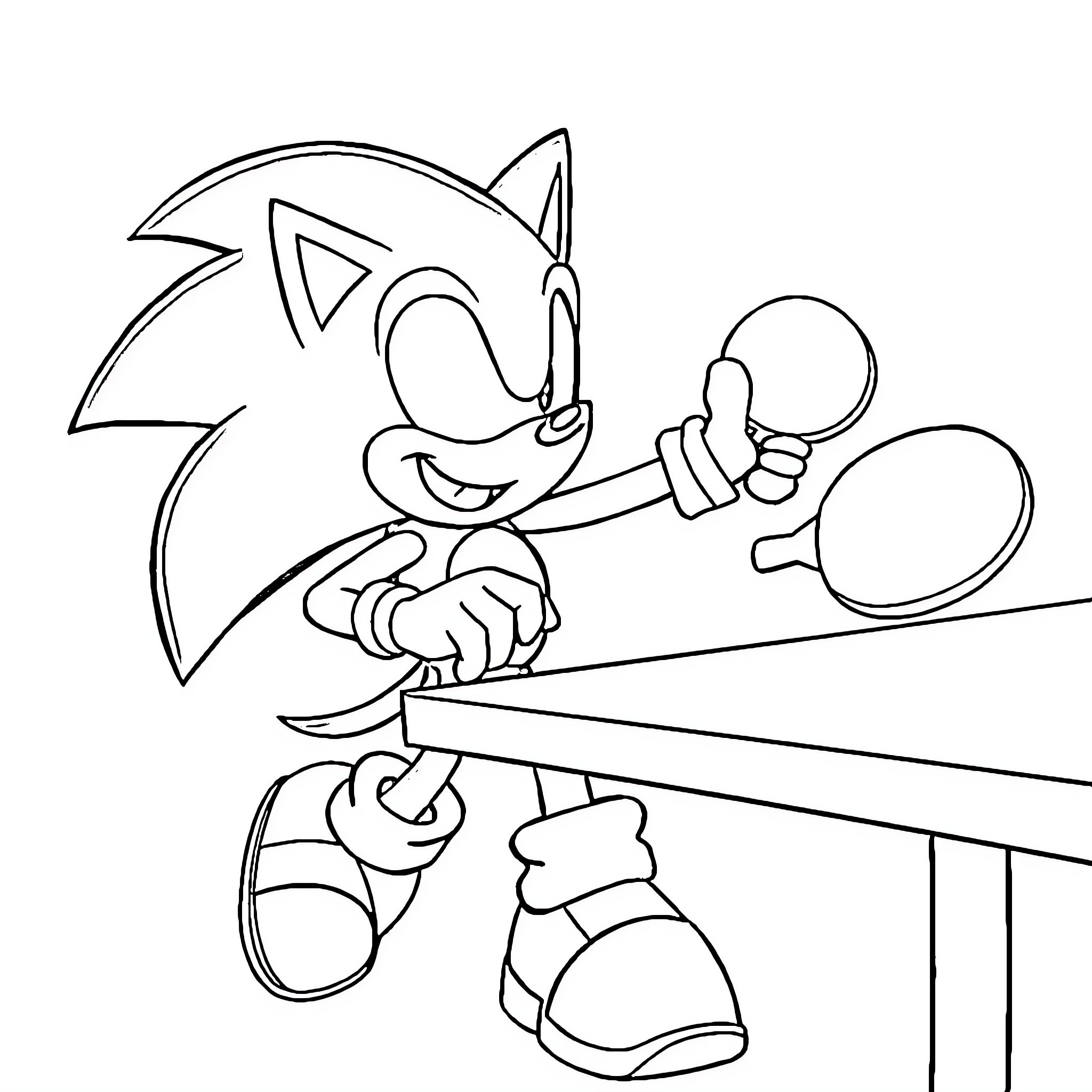 Sonic running and jumping cheerfully Coloring Page (free black-and-white line drawing printable PDF for all, from beginners to advanced learners, including children, teens, adults, and seniors)