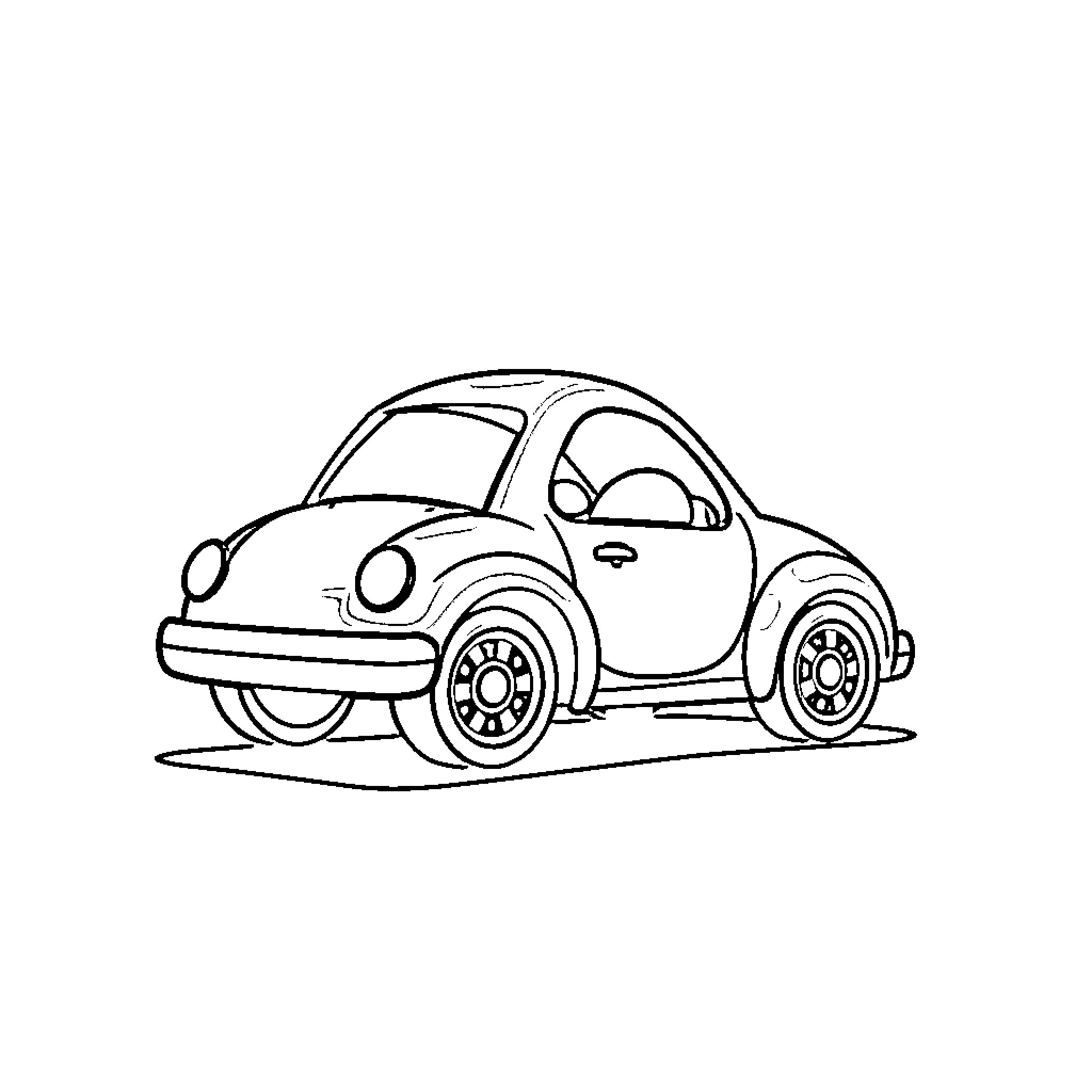 Toy Car in Simple Outline Drawing Coloring Page (free black-and-white line drawing printable PDF for all, from beginners to advanced learners, including children, teens, adults, and seniors)