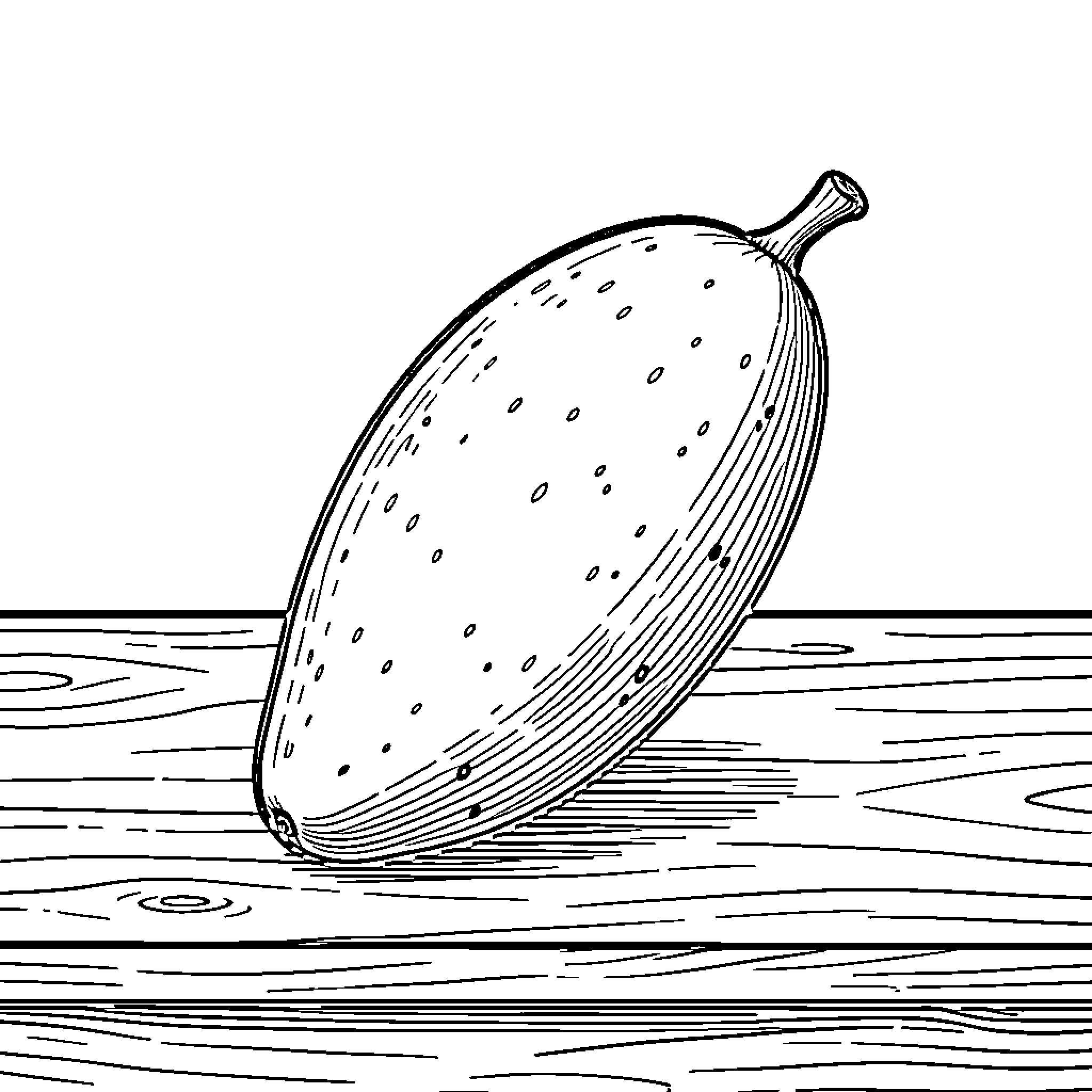 Mango resting on a wooden surface Coloring Page (free black-and-white line drawing printable PDF for all, from beginners to advanced learners, including children, teens, adults, and seniors)