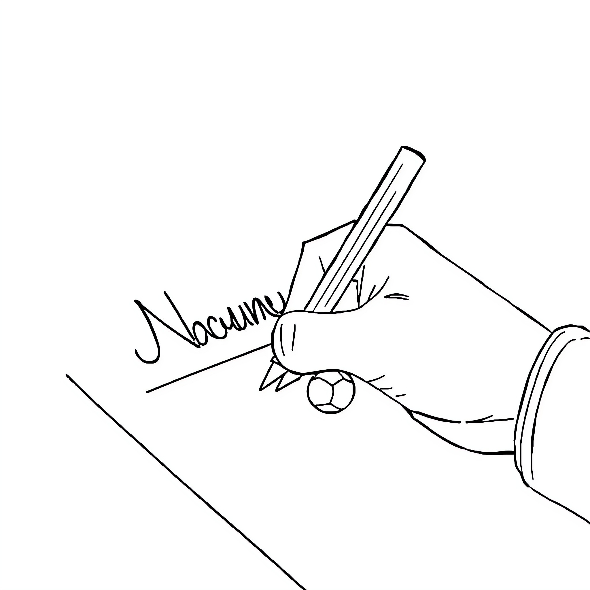 Name Signing Legal Document Coloring Page (free black-and-white line drawing printable PDF for all, from beginners to advanced learners, including children, teens, adults, and seniors)
