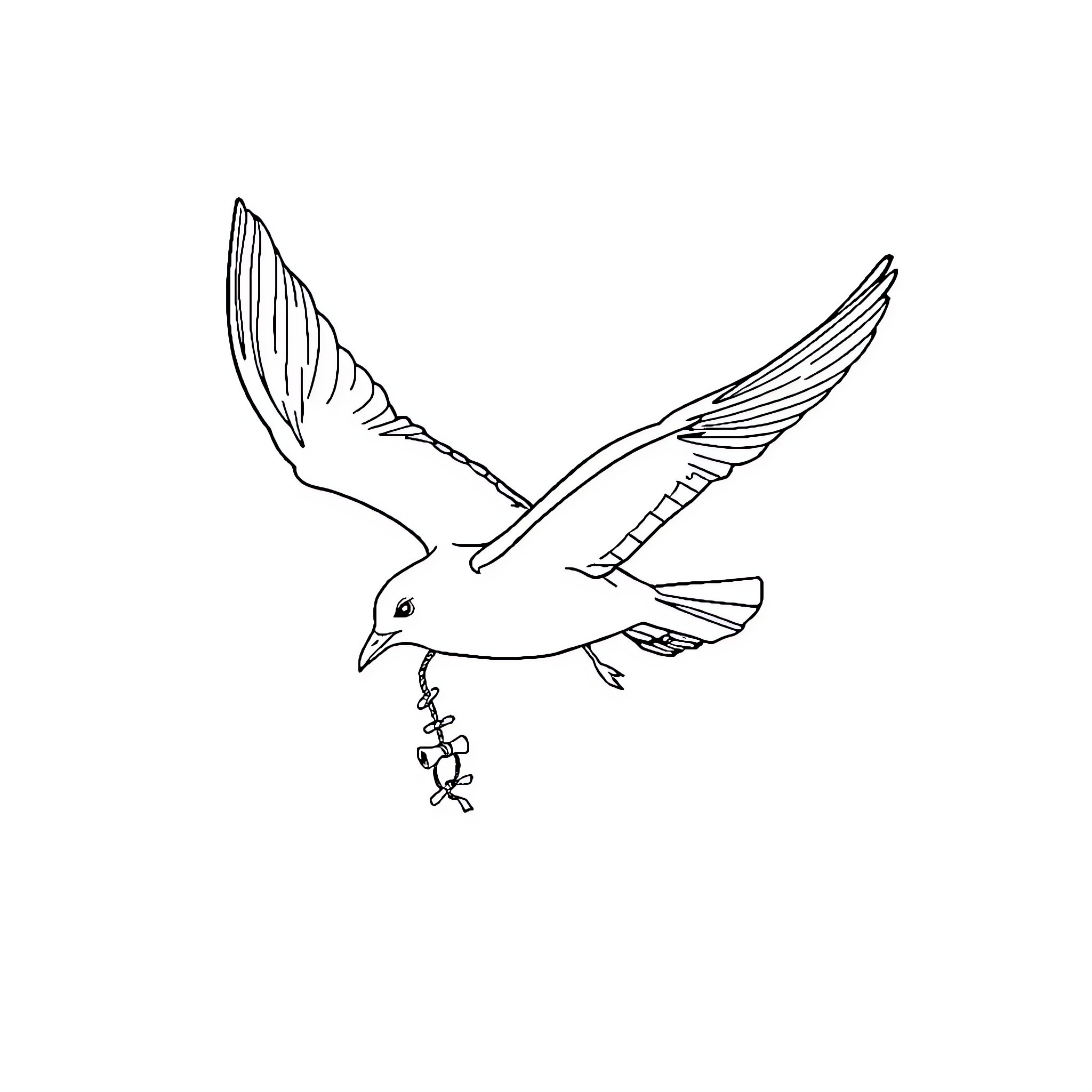 Seagull soaring gracefully in the air Coloring Page (free black-and-white line drawing printable PDF for all, from beginners to advanced learners, including children, teens, adults, and seniors)