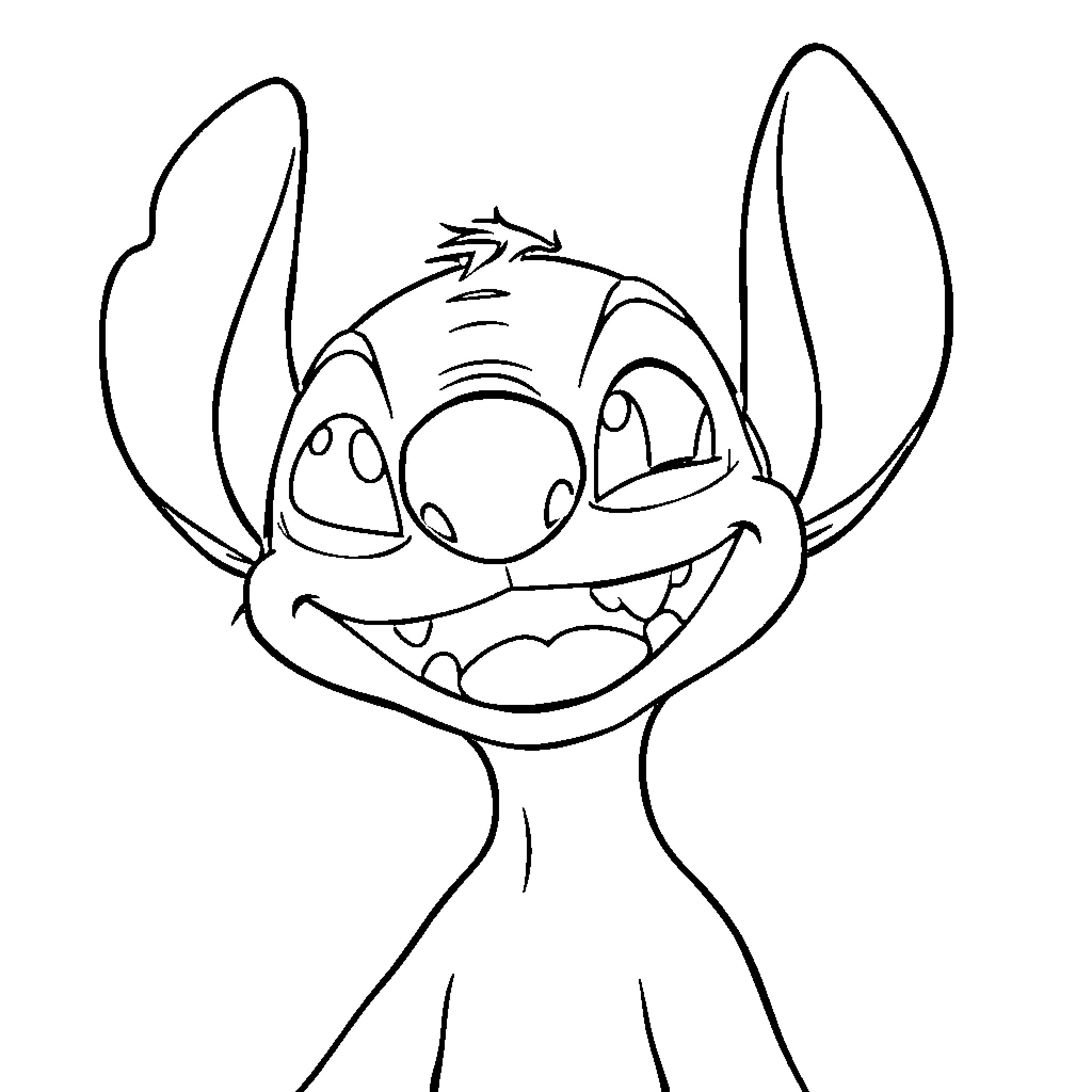 Stitch making a silly face Coloring Page (free black-and-white line drawing printable PDF for all, from beginners to advanced learners, including children, teens, adults, and seniors)