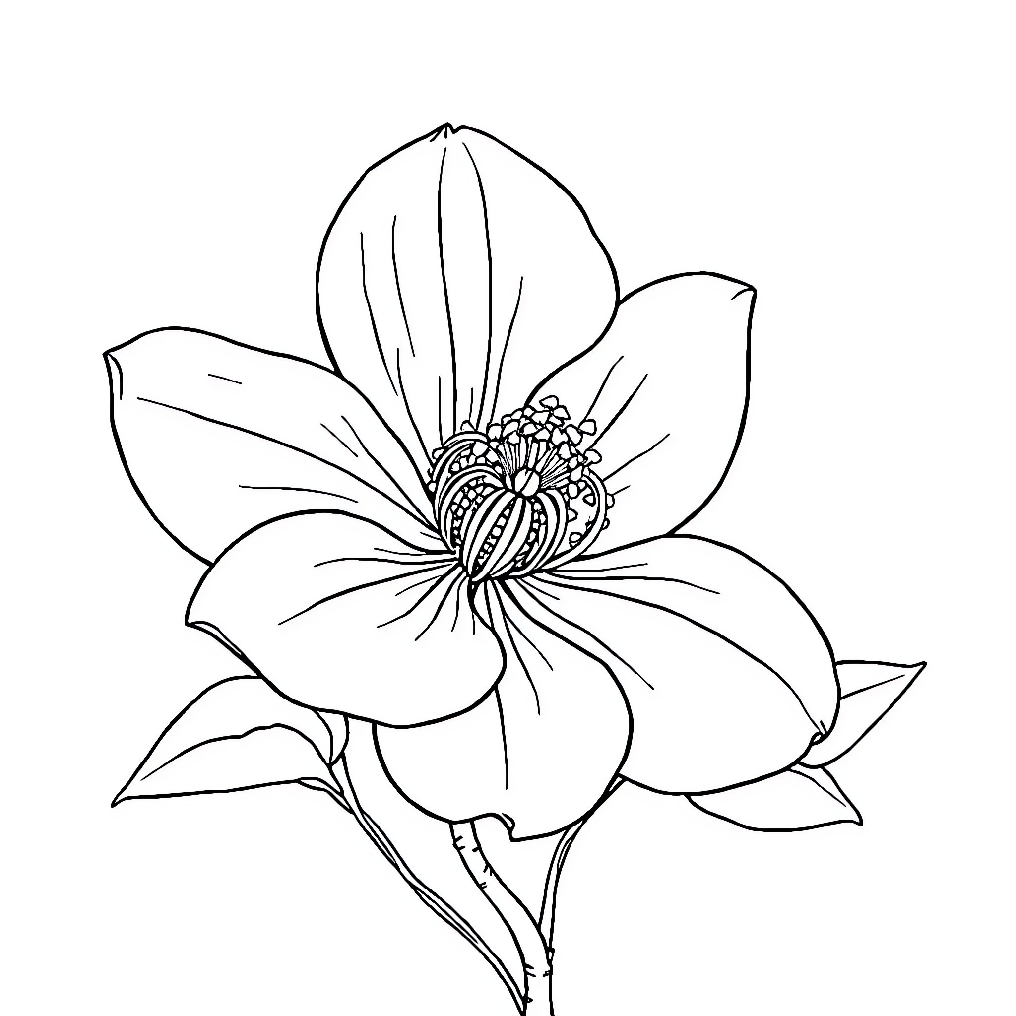 Flower with intricate petal design Coloring Page (free black-and-white line drawing printable PDF for all, from beginners to advanced learners, including children, teens, adults, and seniors)