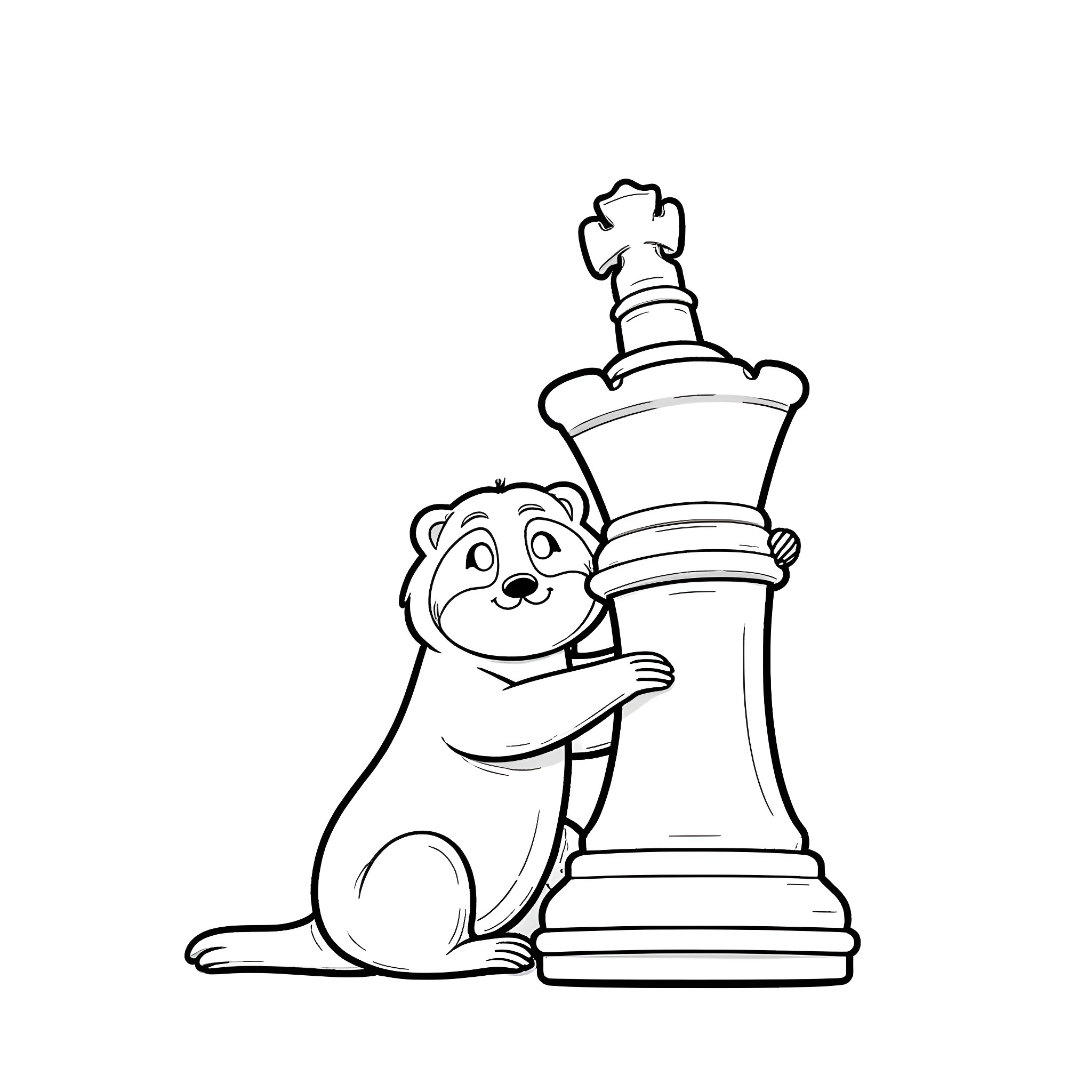 Sloth enjoying a game of chess Coloring Page (free black-and-white line drawing printable PDF for all, from beginners to advanced learners, including children, teens, adults, and seniors)