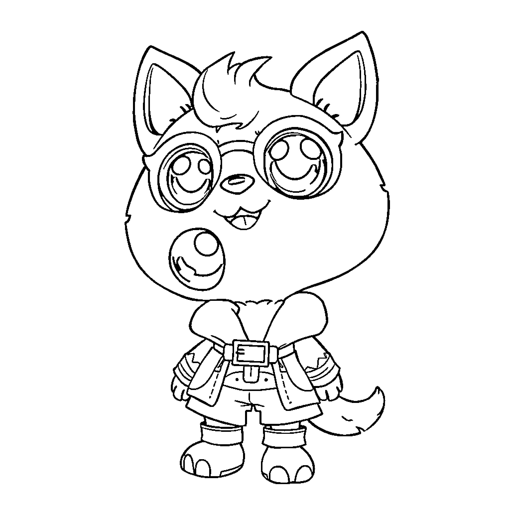 Boboibo cartoon character in playful outfit Coloring Page (free black-and-white line drawing printable PDF for all, from beginners to advanced learners, including children, teens, adults, and seniors)