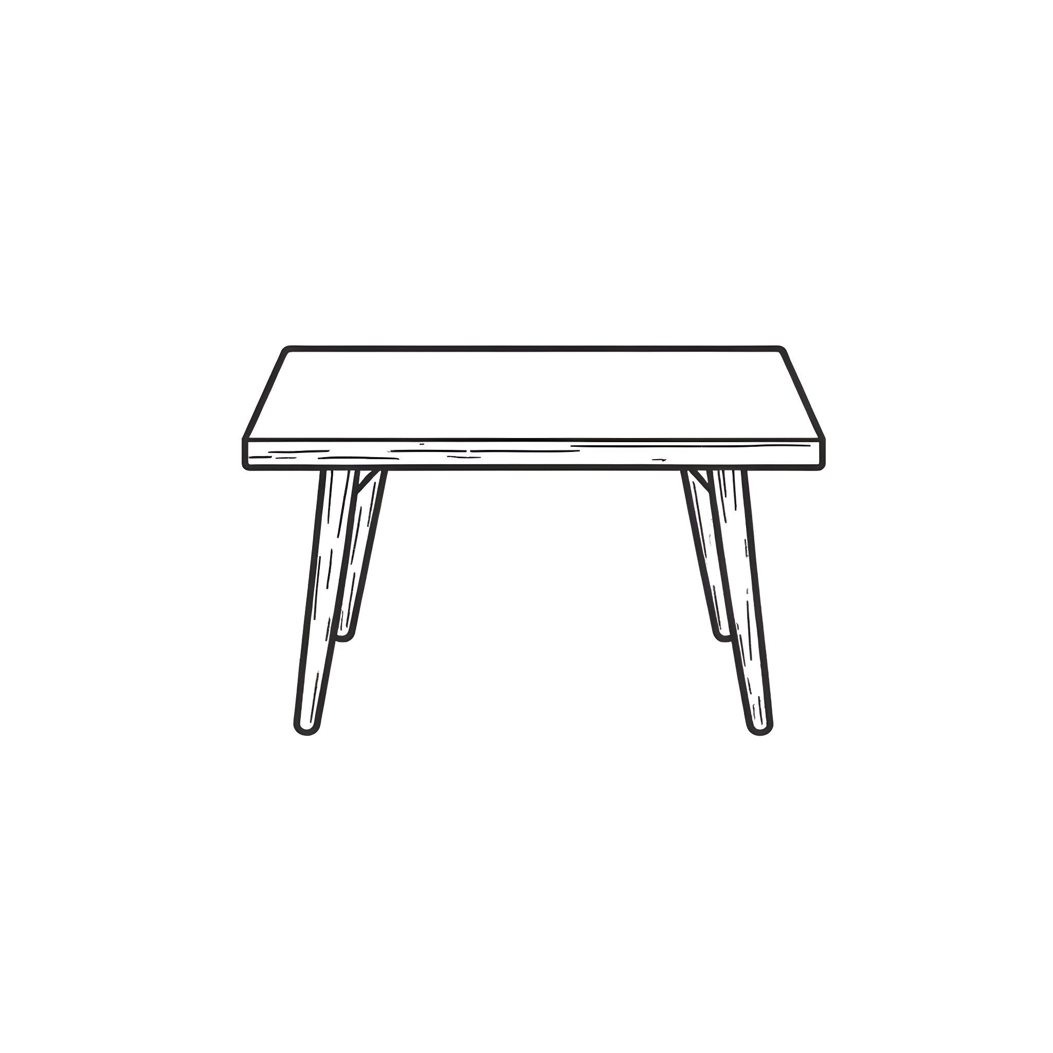 Table with minimalist design and hairpin legs Coloring Page (free black-and-white line drawing printable PDF for all, from beginners to advanced learners, including children, teens, adults, and seniors)