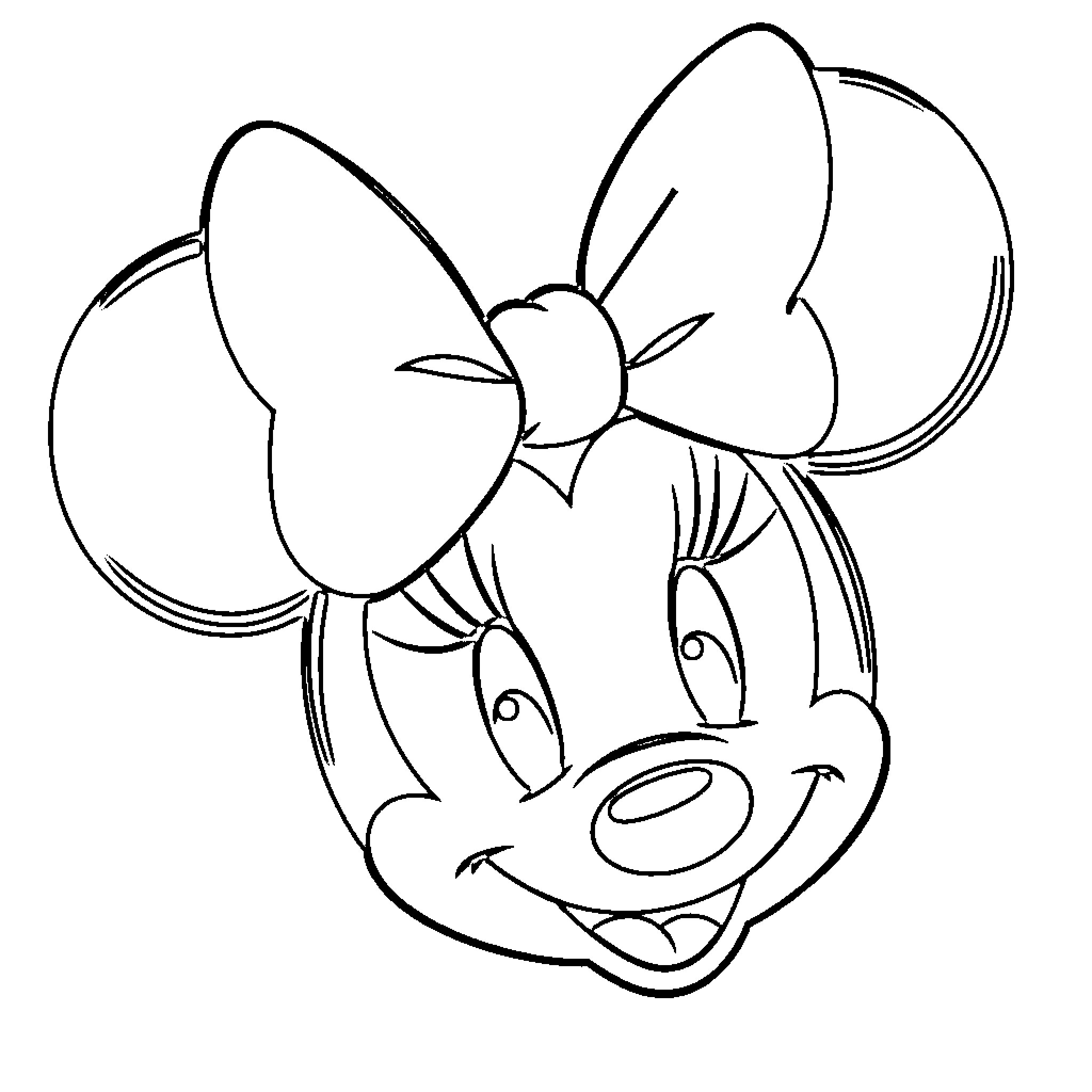Minnie Mouse in a joyful expression Coloring Page (free black-and-white line drawing printable PDF for all, from beginners to advanced learners, including children, teens, adults, and seniors)