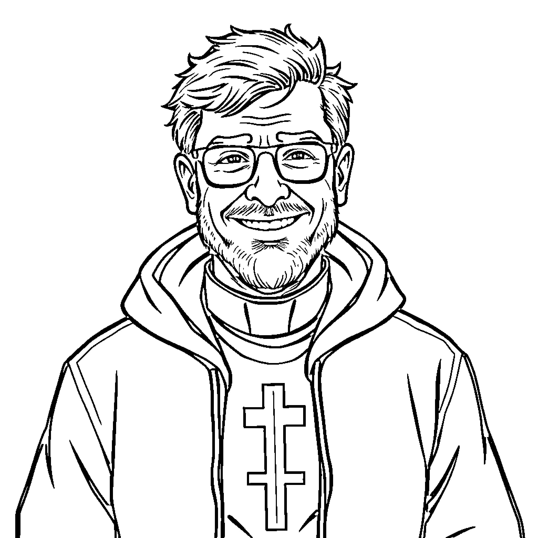 Lutheran Priest in Thoughtful Expression Coloring Page (free black-and-white line drawing printable PDF for all, from beginners to advanced learners, including children, teens, adults, and seniors)