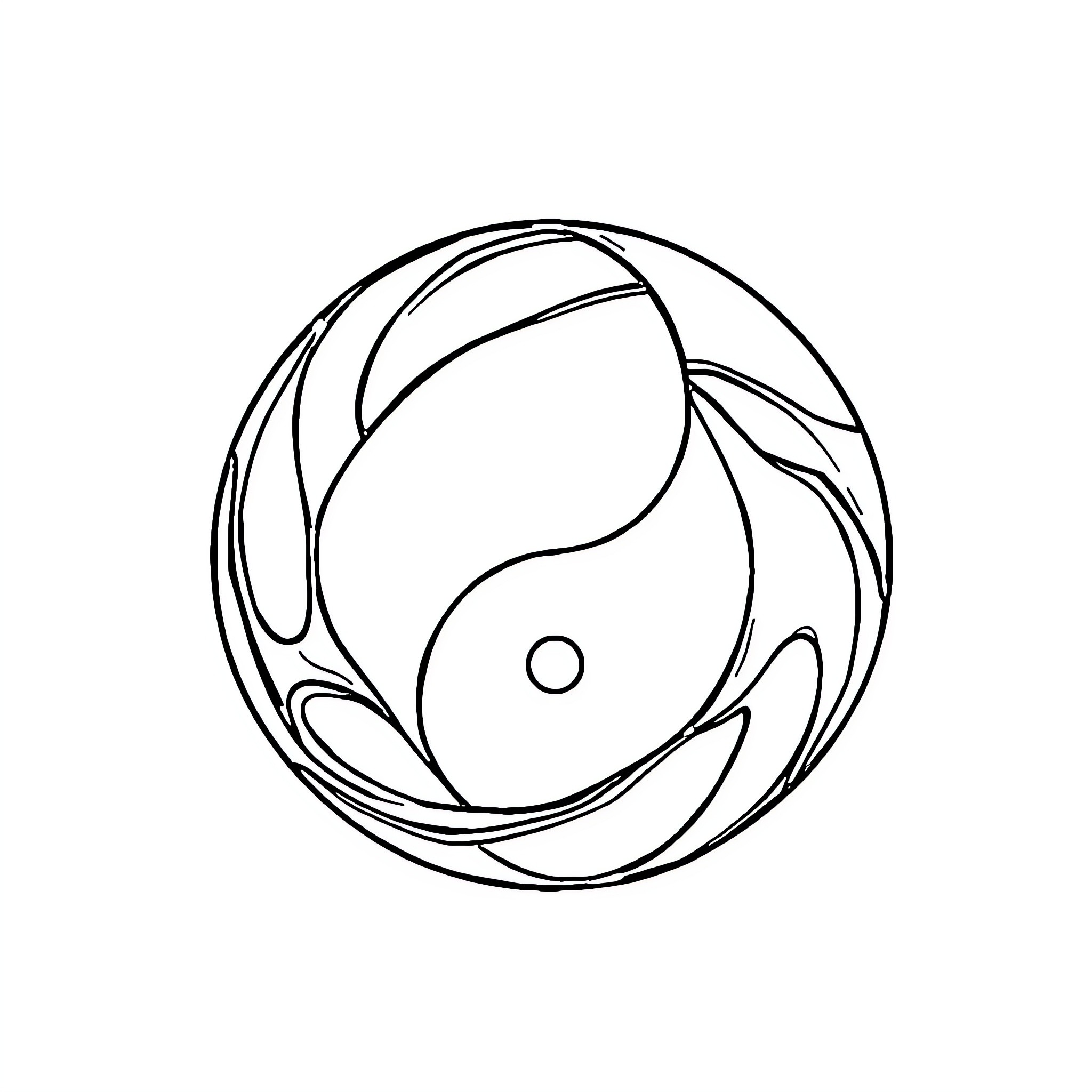 Yin Yang abstract design Coloring Page (free black-and-white line drawing printable PDF for all, from beginners to advanced learners, including children, teens, adults, and seniors)