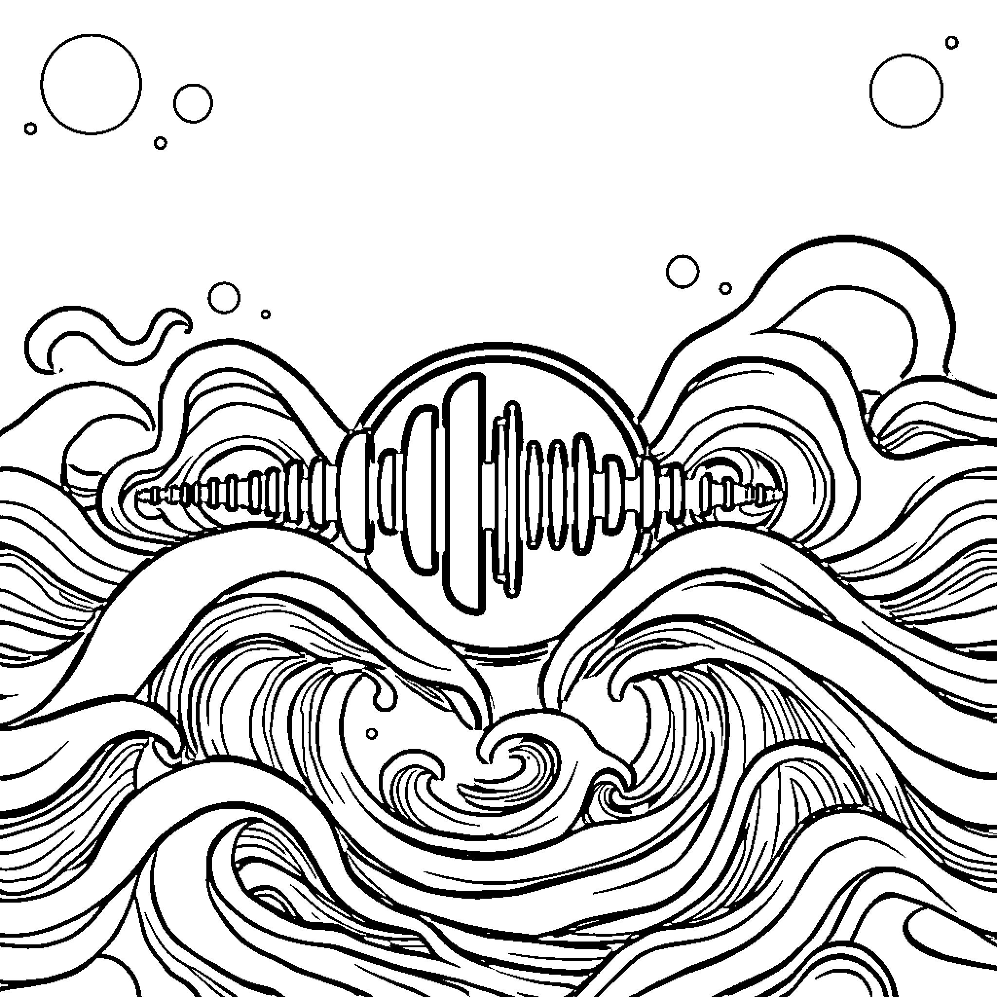 Echo Waves of Abstract Design Coloring Page (free black-and-white line drawing printable PDF for all, from beginners to advanced learners, including children, teens, adults, and seniors)