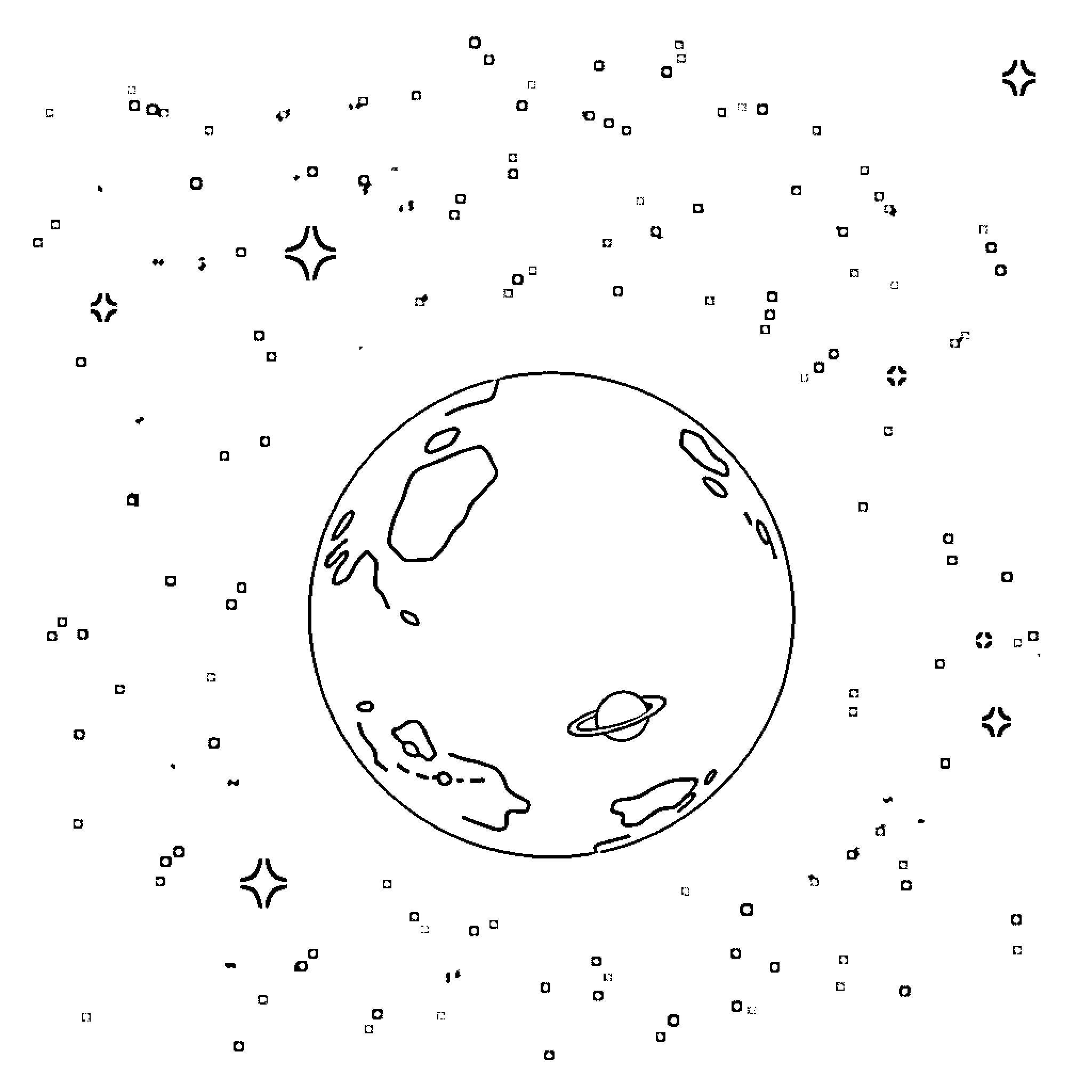 Mars exploration in the starry night Coloring Page (free black-and-white line drawing printable PDF for all, from beginners to advanced learners, including children, teens, adults, and seniors)